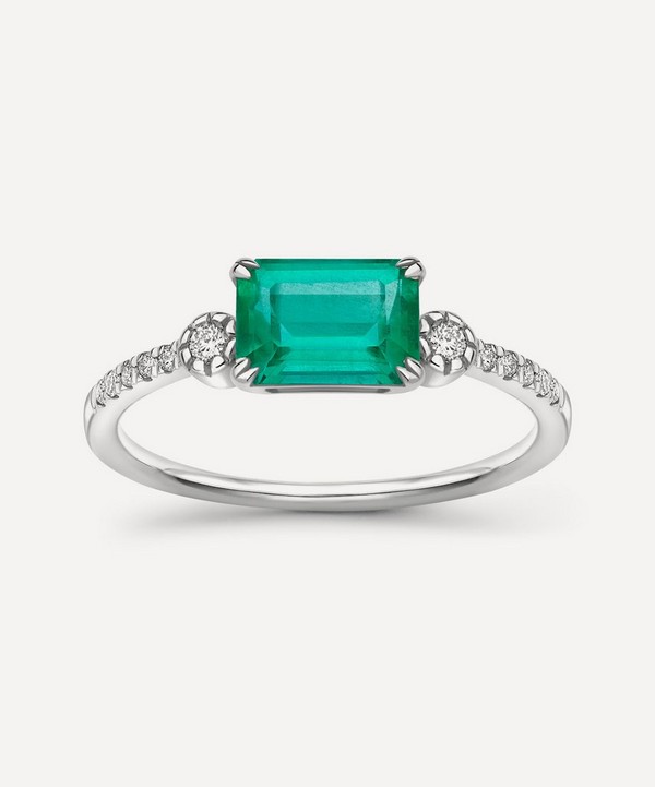 Dinny Hall - 14ct White Gold Betony Emerald and Diamond Ring image number null