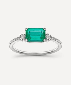 Dinny Hall - 14ct White Gold Betony Emerald and Diamond Ring image number 0