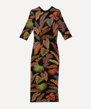 FARM Rio - Cool Foliage Black Jersey Midi-Dress image number 0