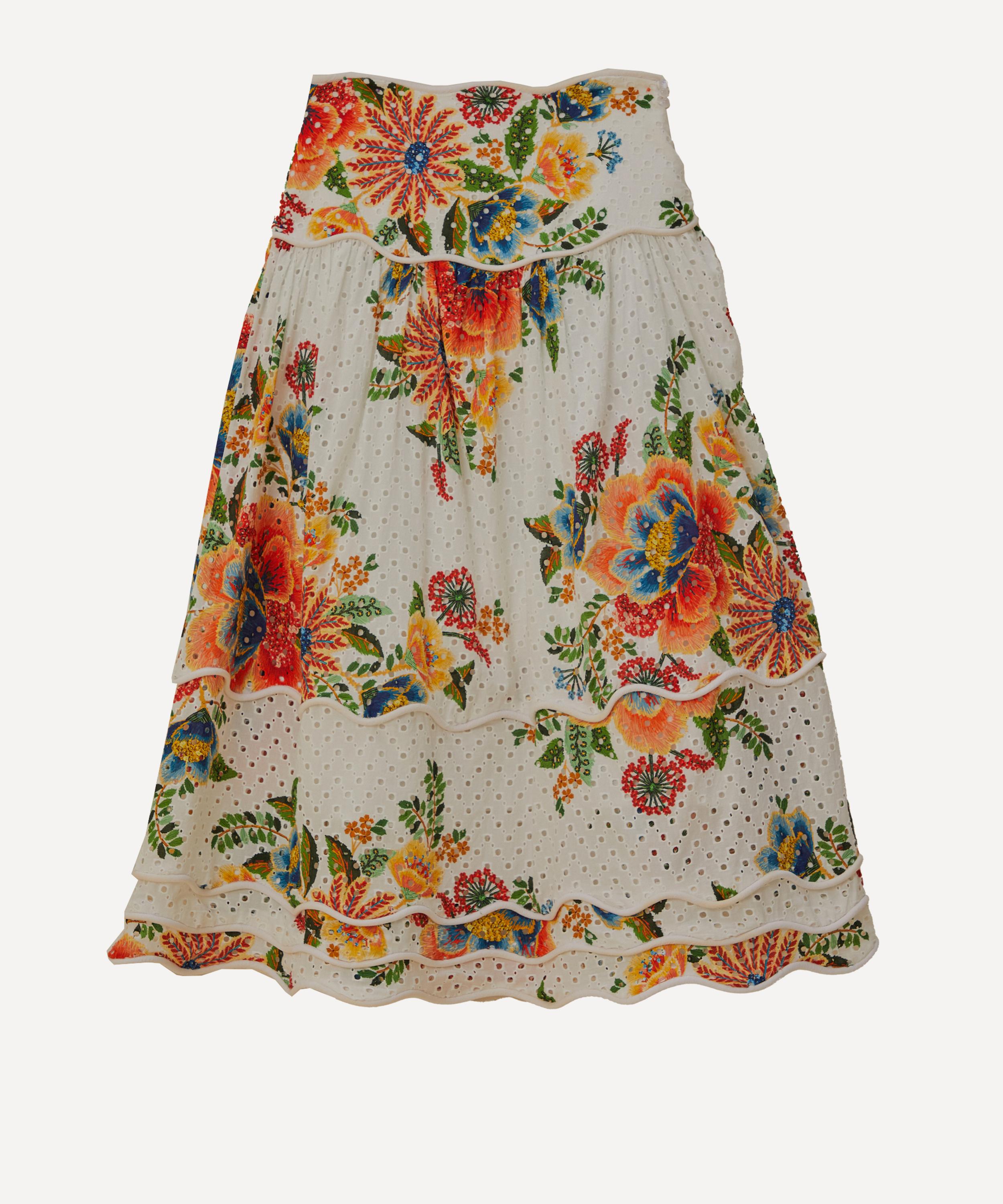 FARM Rio - Delicate Garden Off-White Midi Skirt image number 0