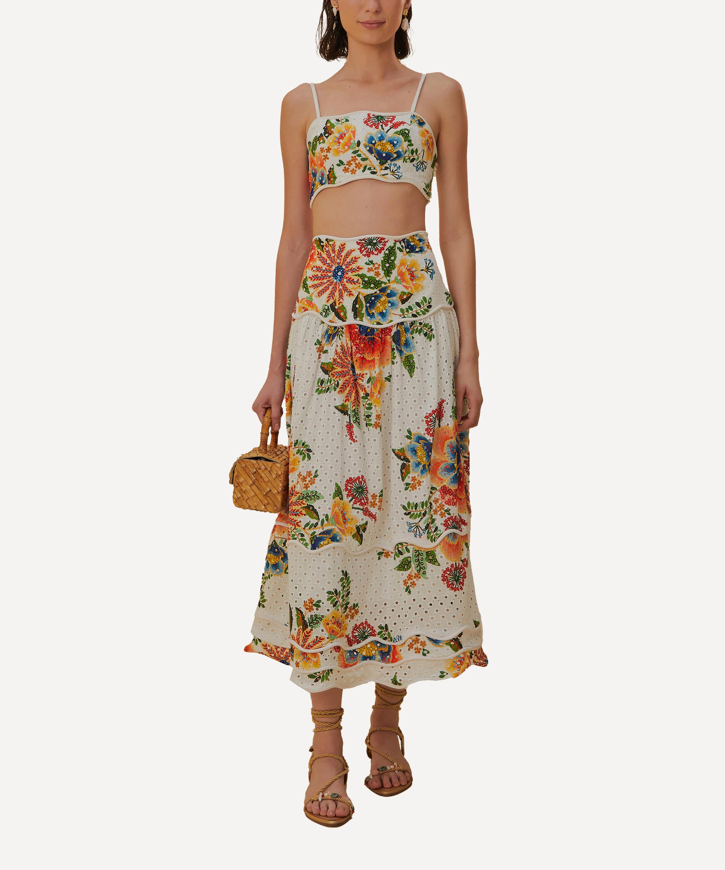 FARM Rio - Delicate Garden Off-White Midi Skirt image number 1