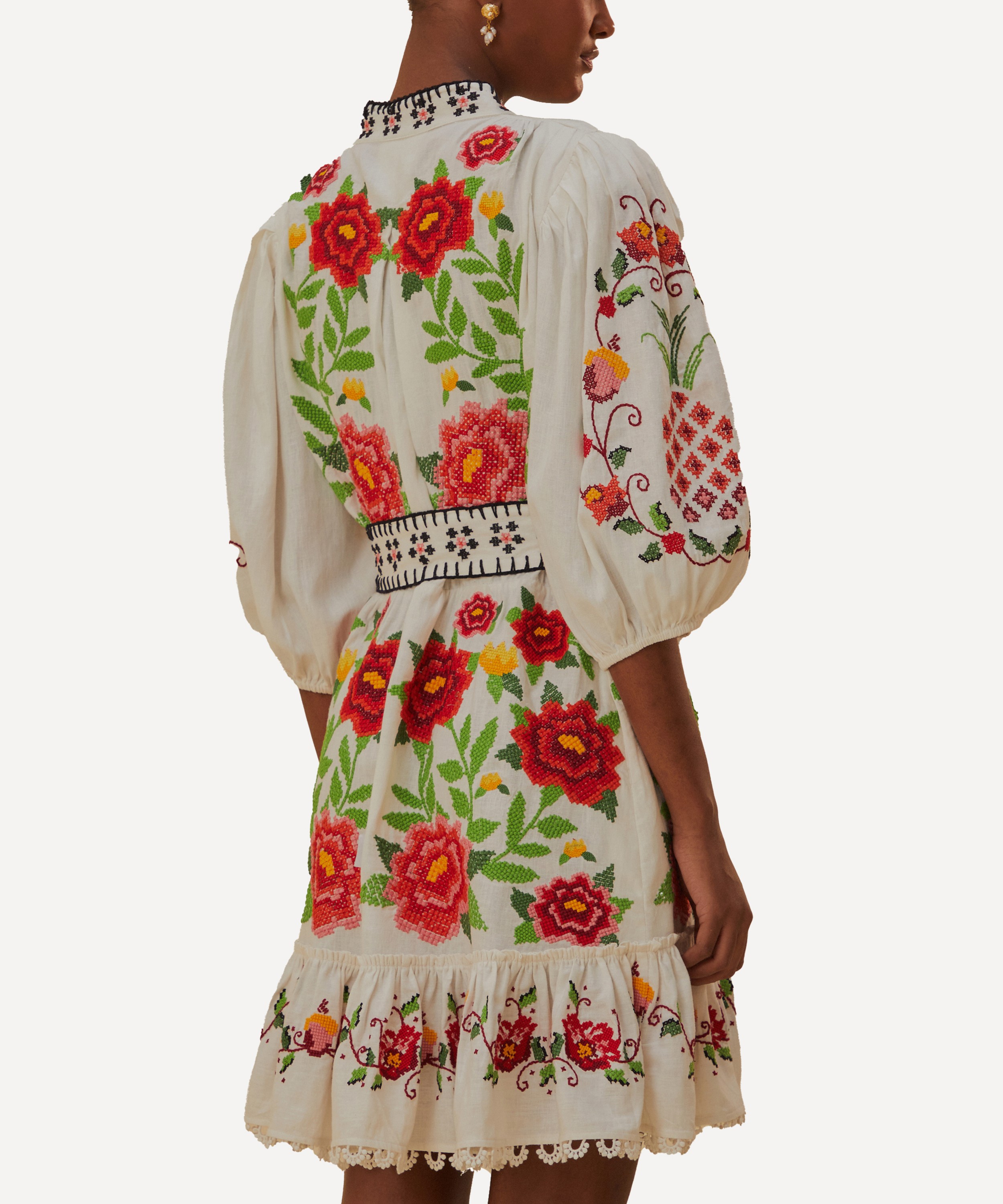 FARM Rio - Embroidered Carmina Floral Short-Sleeve Mini Dress image number 2