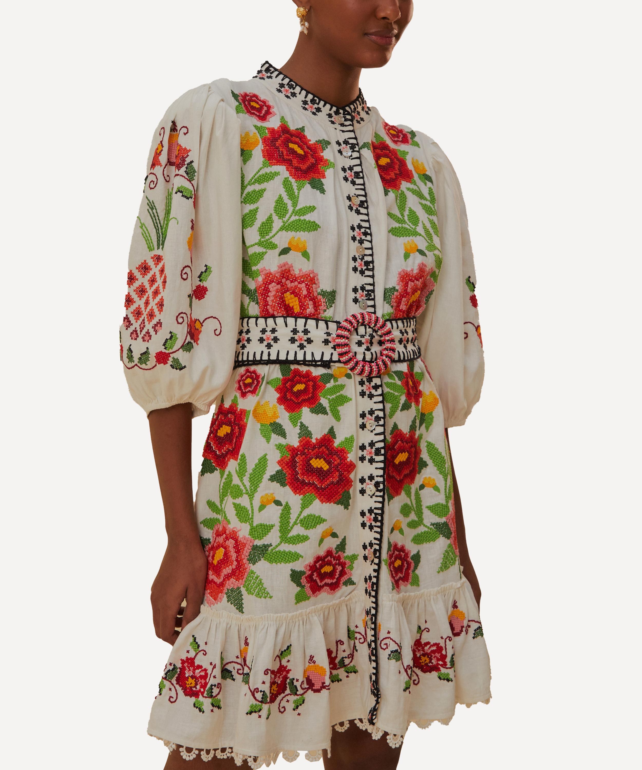 FARM Rio - Embroidered Carmina Floral Short-Sleeve Mini Dress image number 3