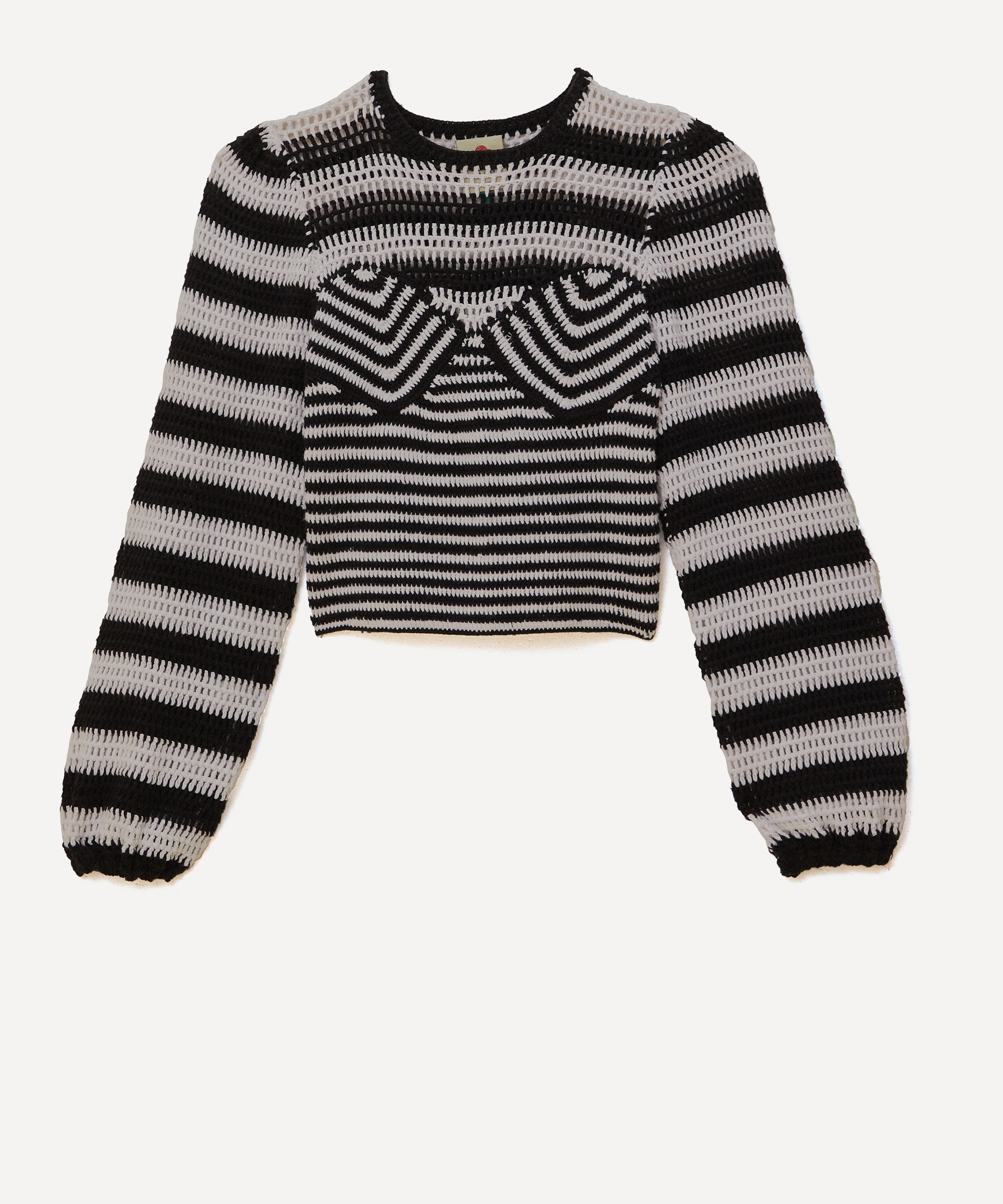 FARM Rio - Black and White Stripes Crochet Blouse image number 0