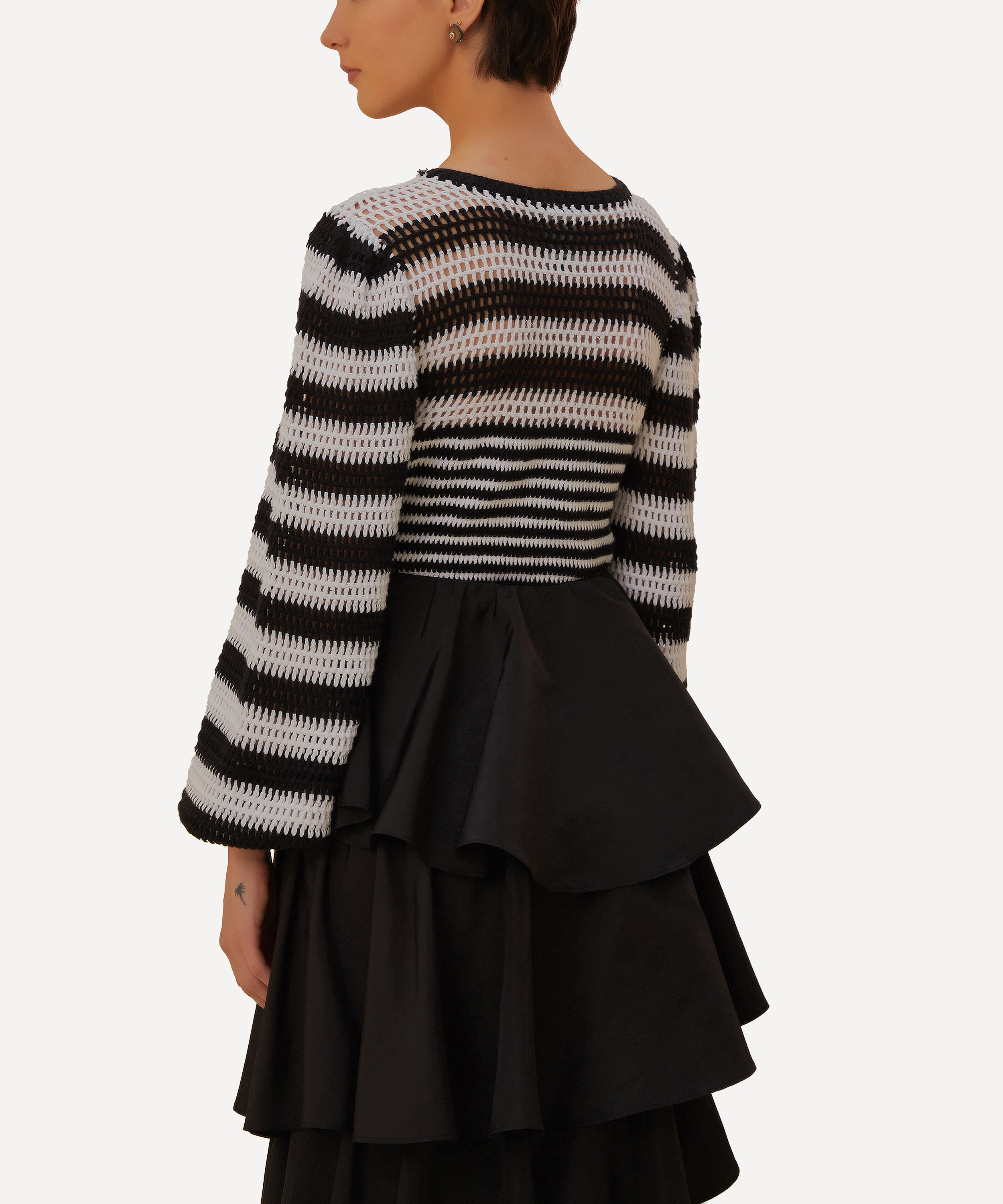 FARM Rio - Black and White Stripes Crochet Blouse image number 2