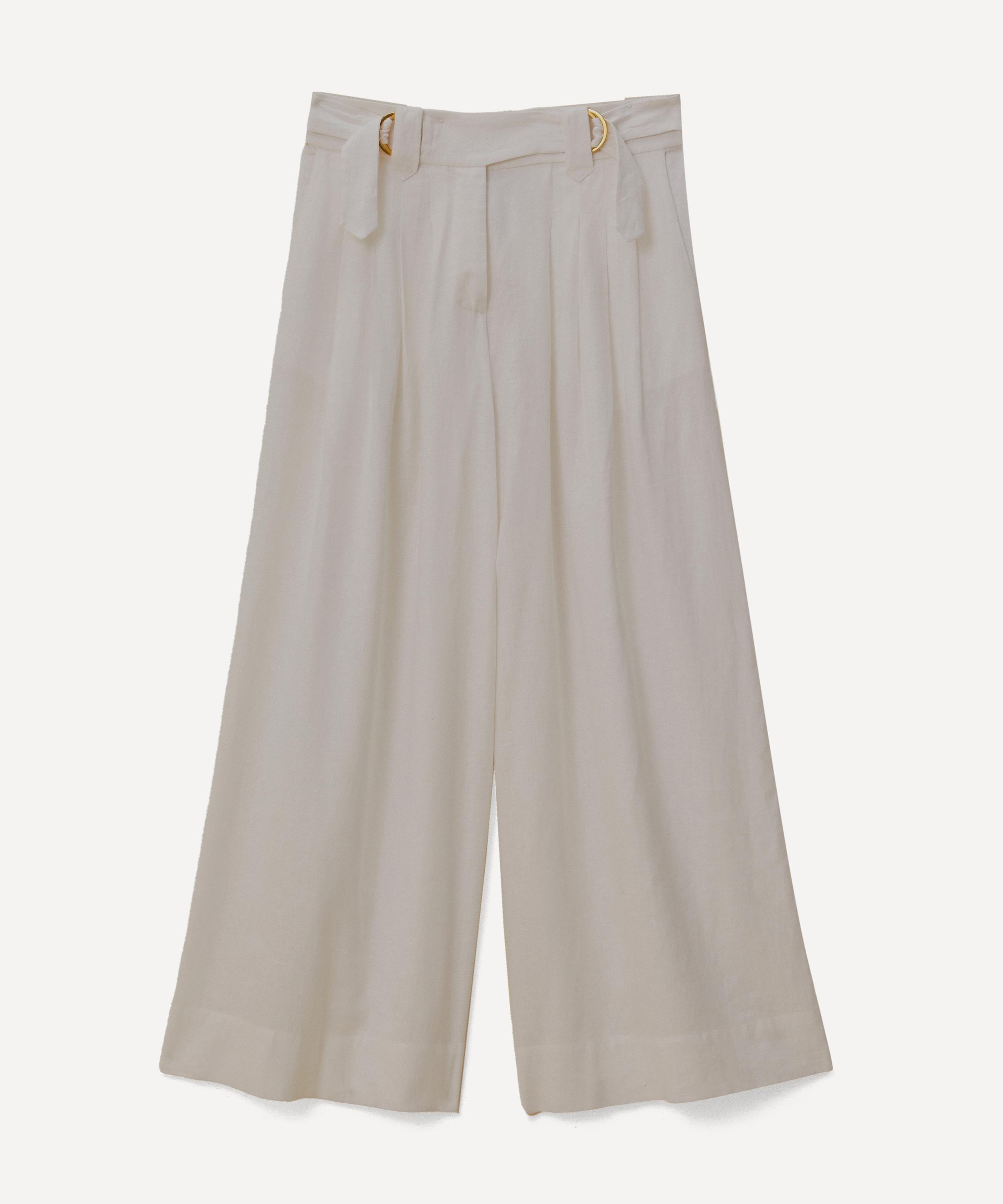 FARM Rio - Off-White Linen Low Waist Trousers image number 0