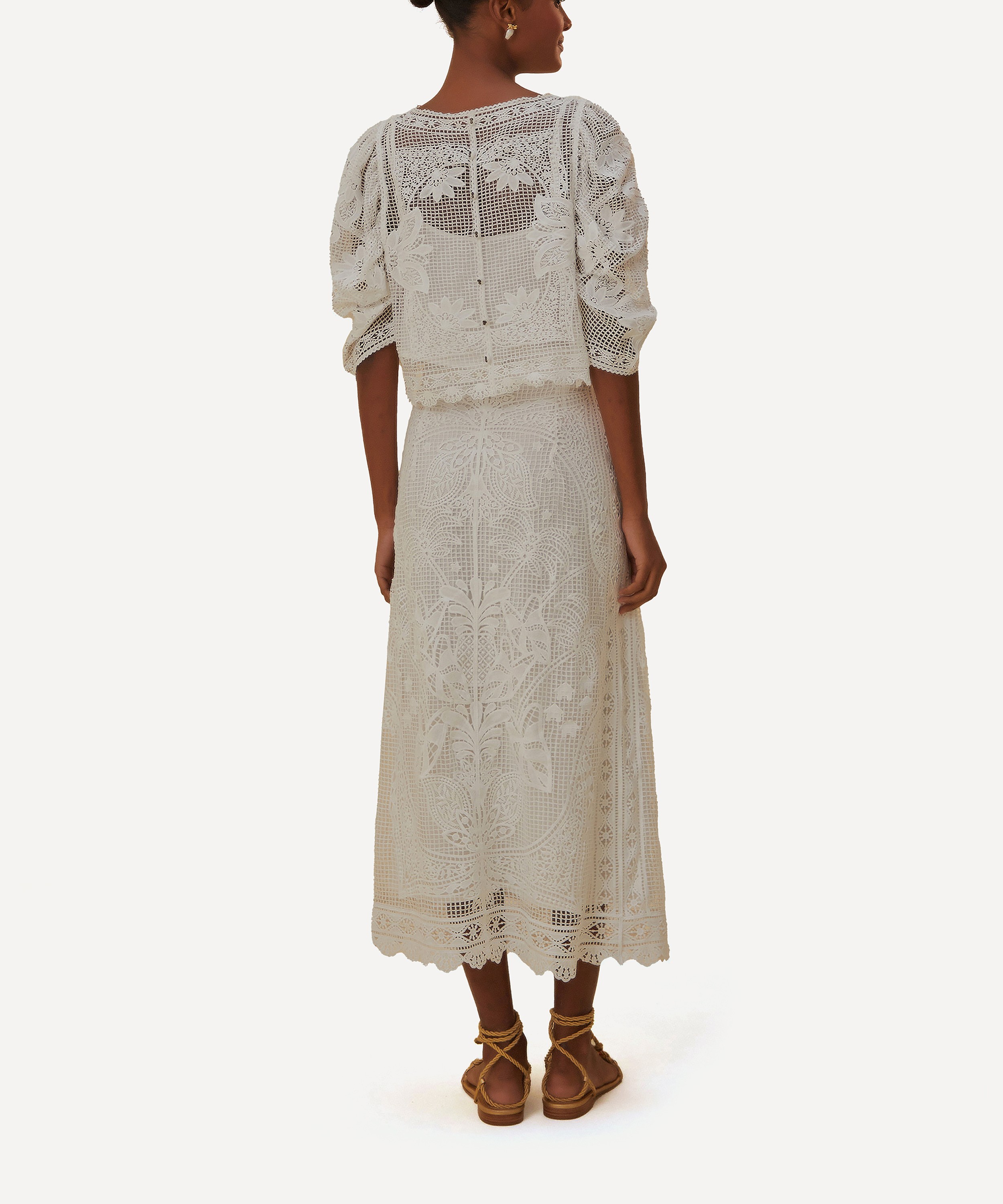 FARM Rio - White Guipure Midi Skirt image number 2