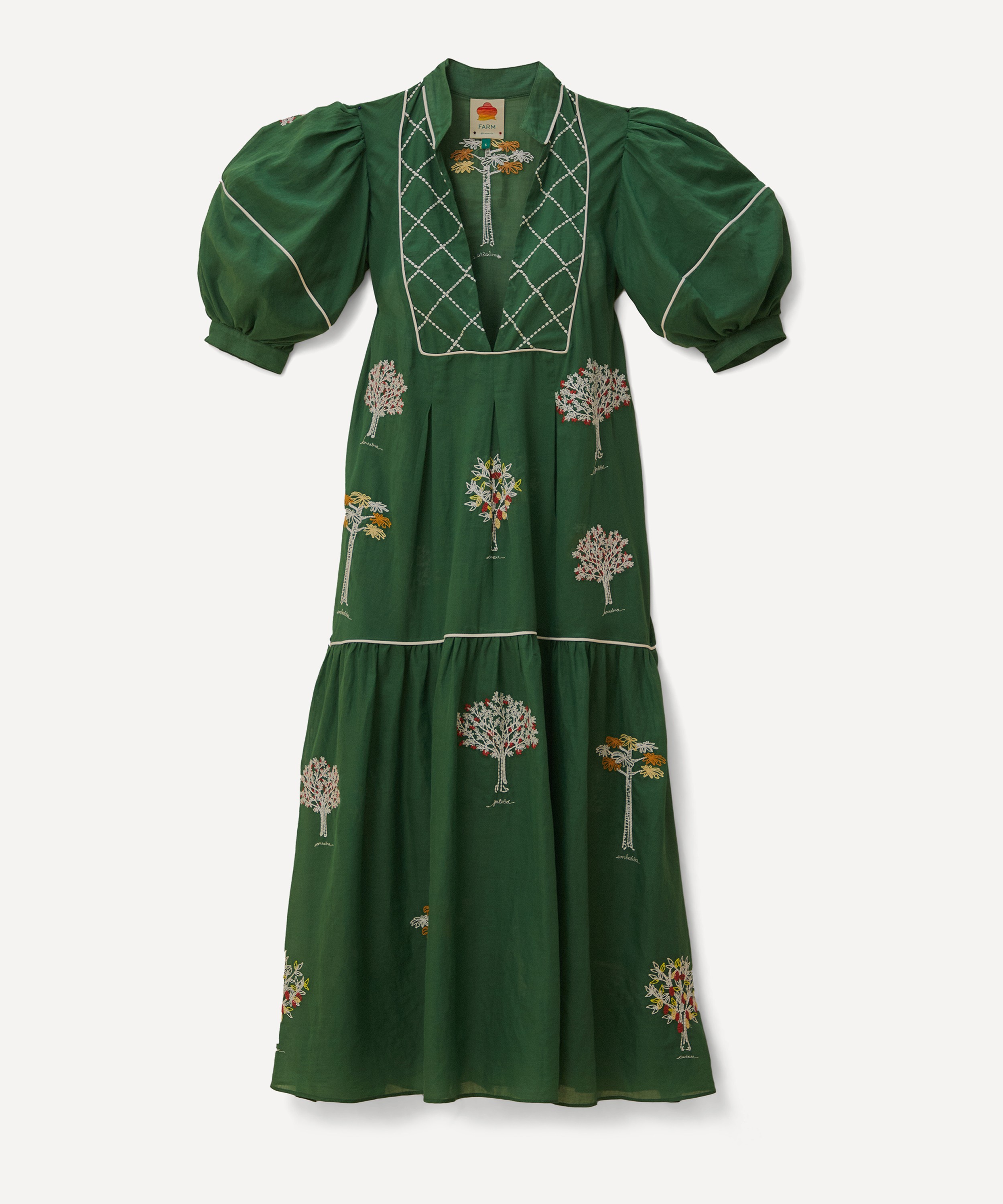 FARM Rio - Green Embroidered Trees Midi Dress image number 0