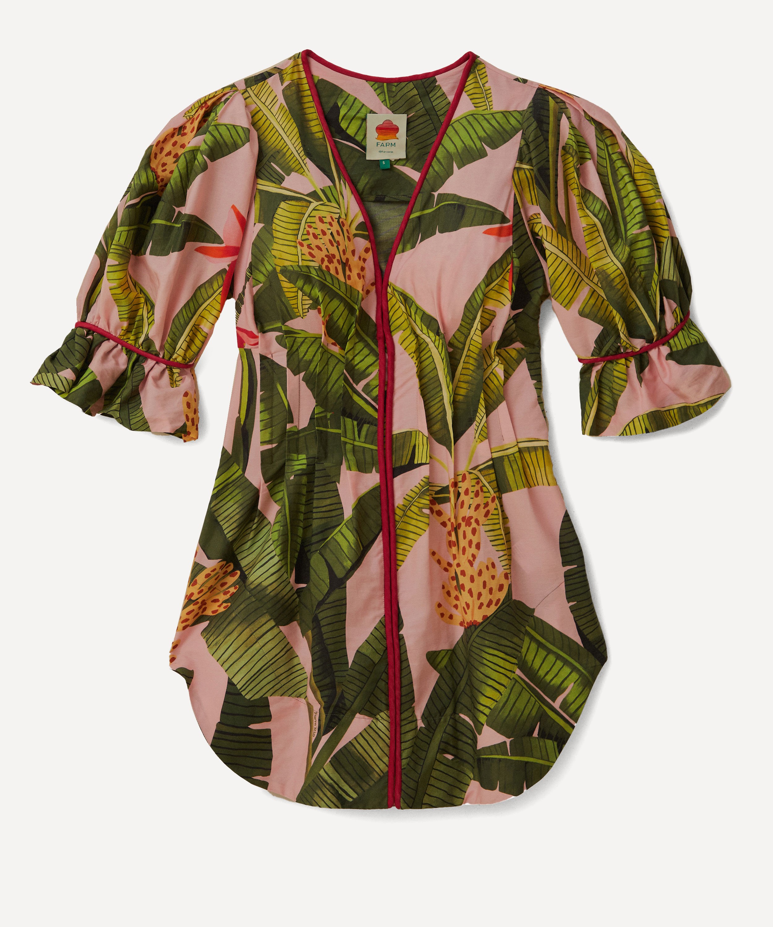 FARM Rio - Pink Banana Leaves V-Neck Mini Dress image number 0