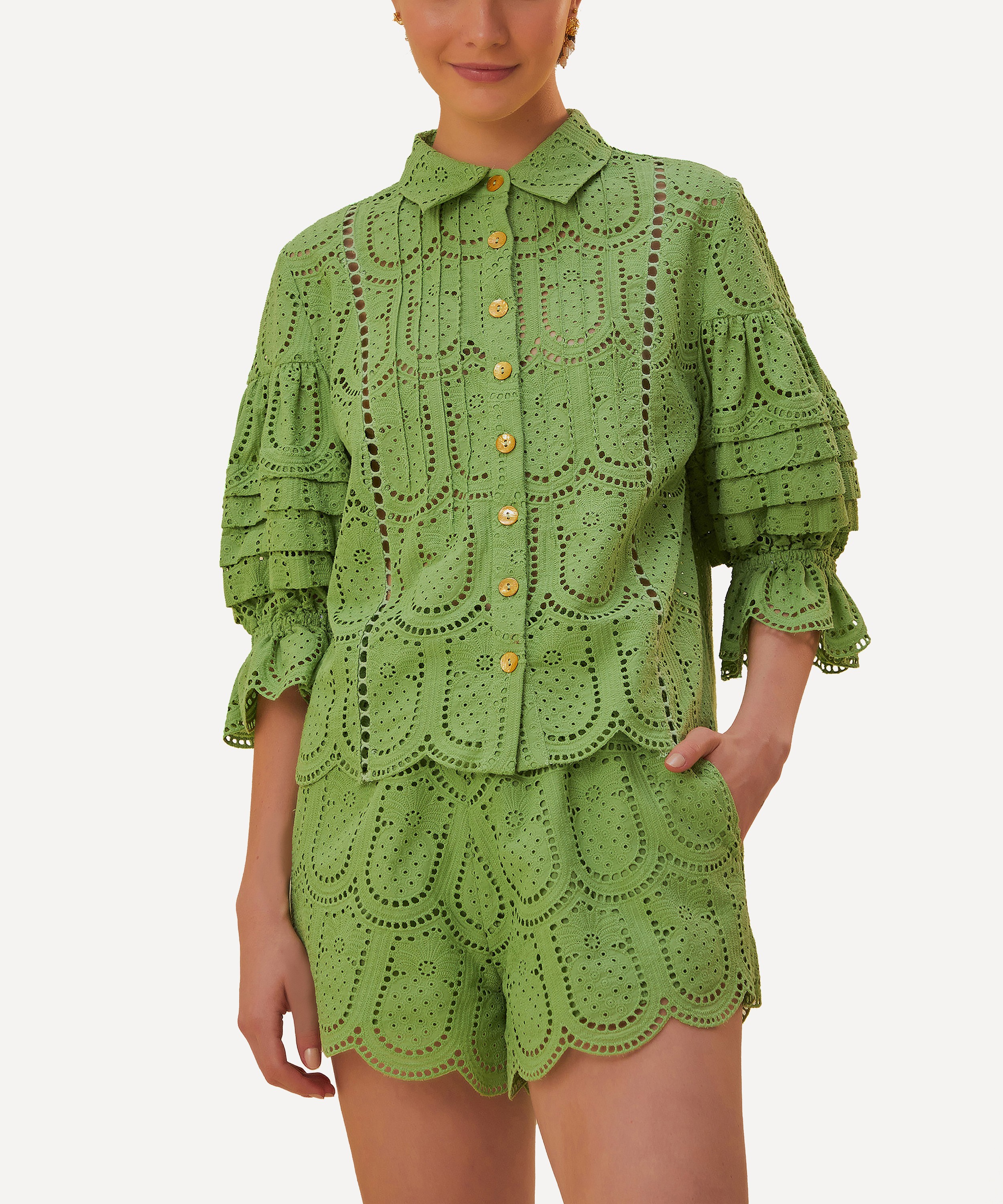 FARM Rio - Pineapple Eyelet Shorts image number 1