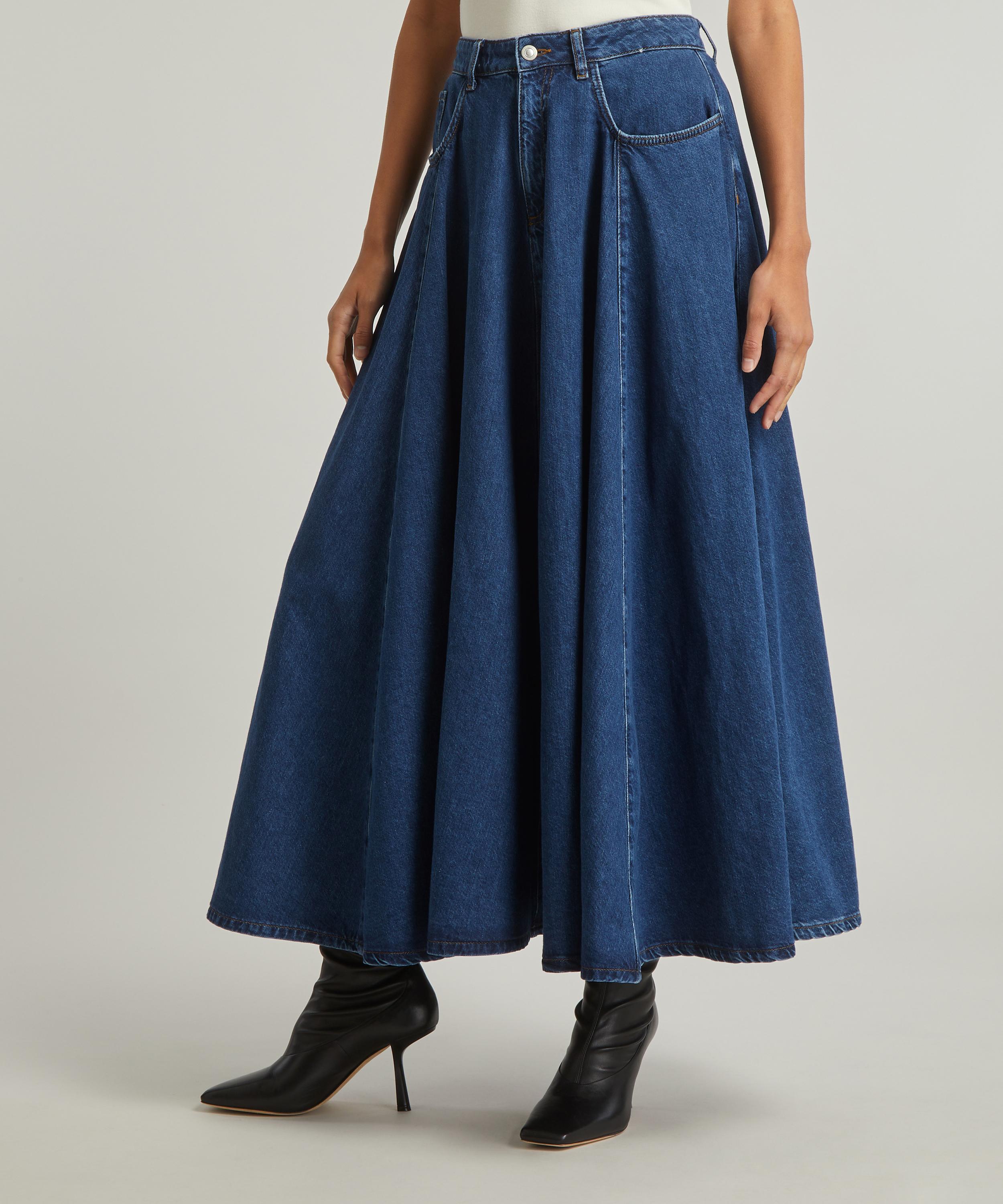 ララSpick and Span CURVE LINE_DENIM Aligne Luna Volume Denim Maxi-Skirt | Liberty