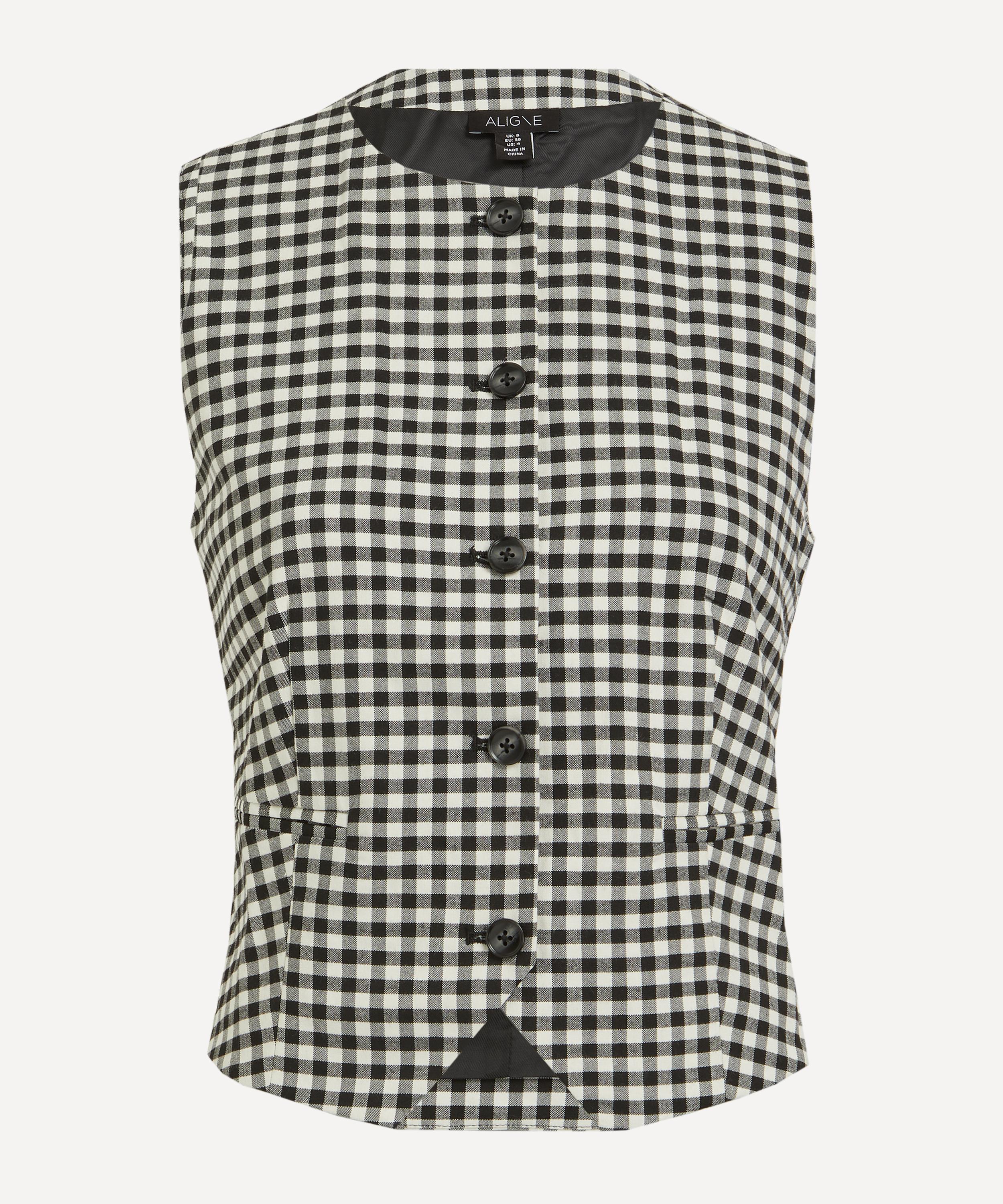 Aligne - Martello Black Gingham Waistcoat image number 0