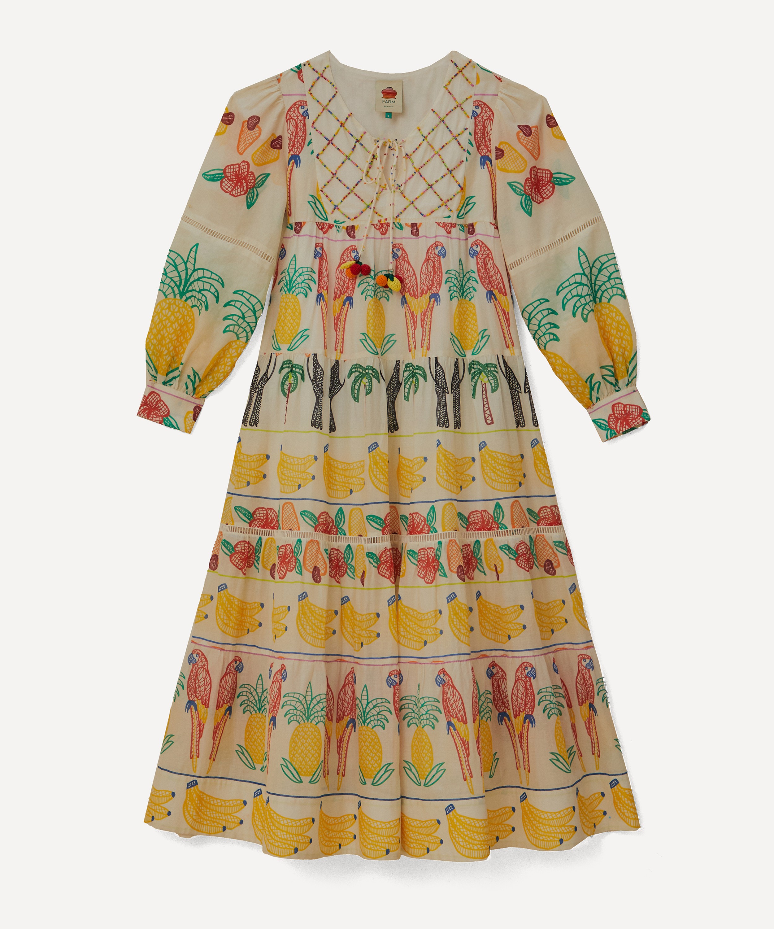 FARM Rio - Tropicolors Yoke Embroidered Midi Dress image number 0