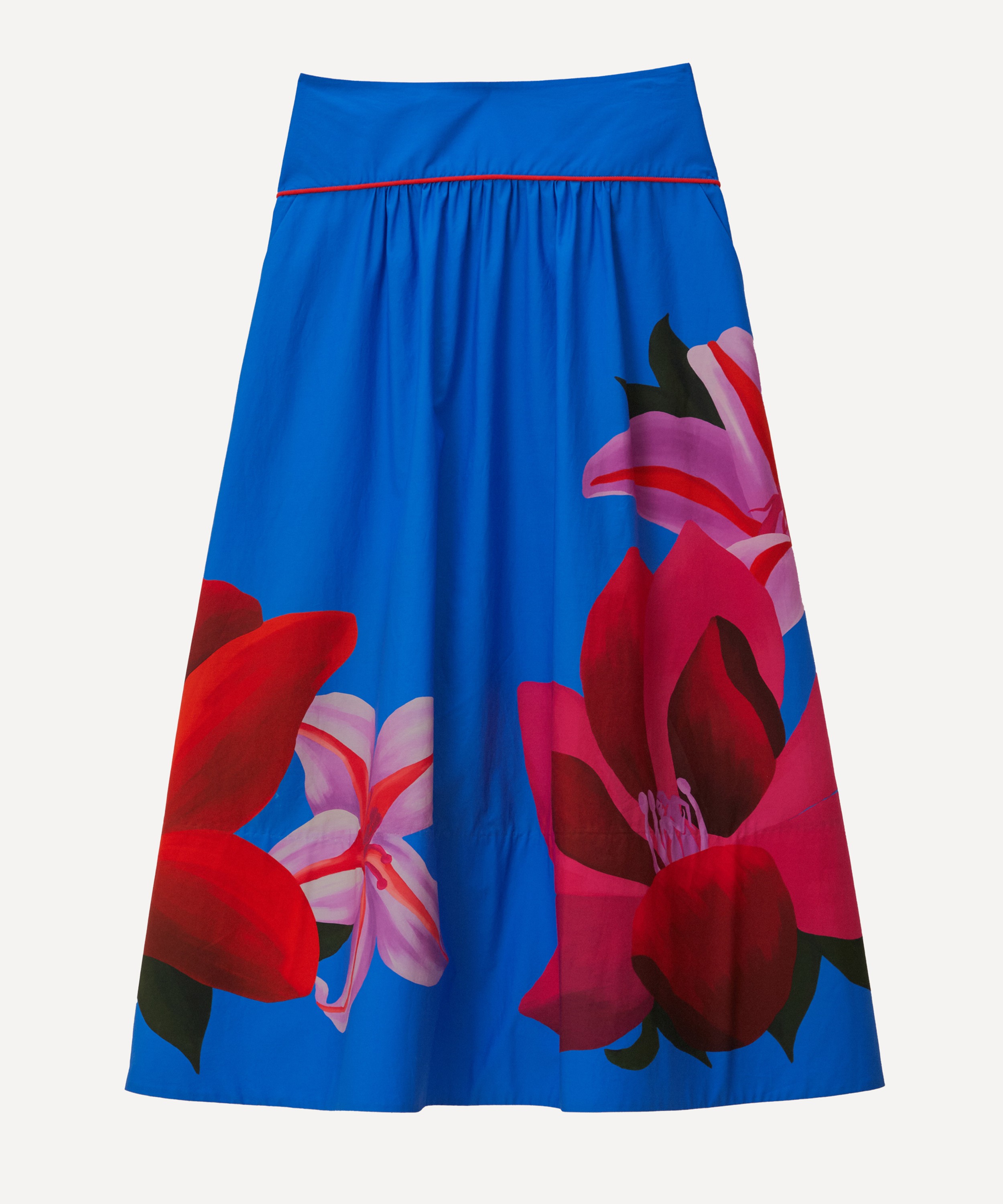 FARM Rio - Watercolour Floral Blue Midi Skirt