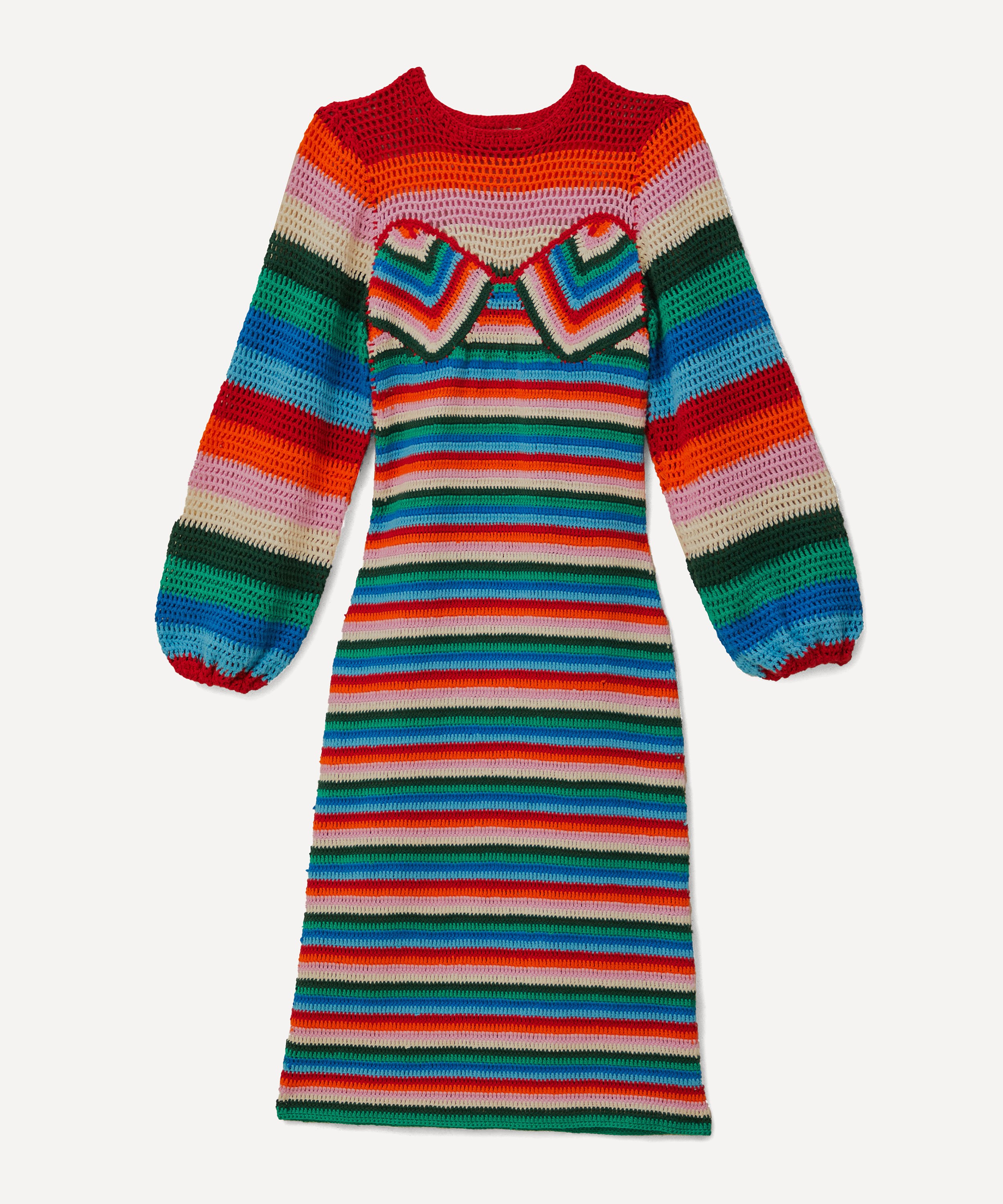 FARM Rio - Colourful Striped Crochet Midi Dress image number 0