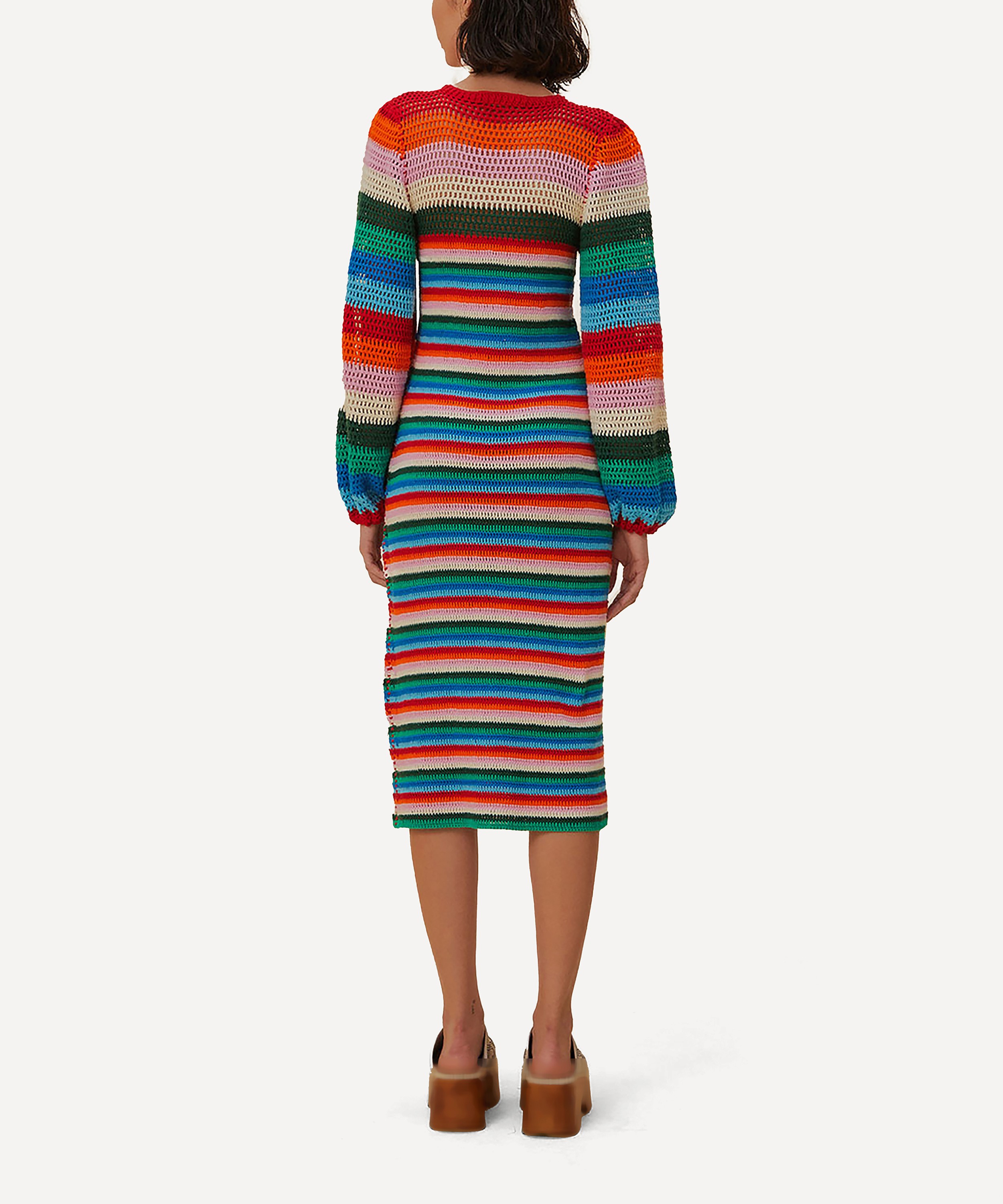 FARM Rio - Colourful Striped Crochet Midi Dress image number 2