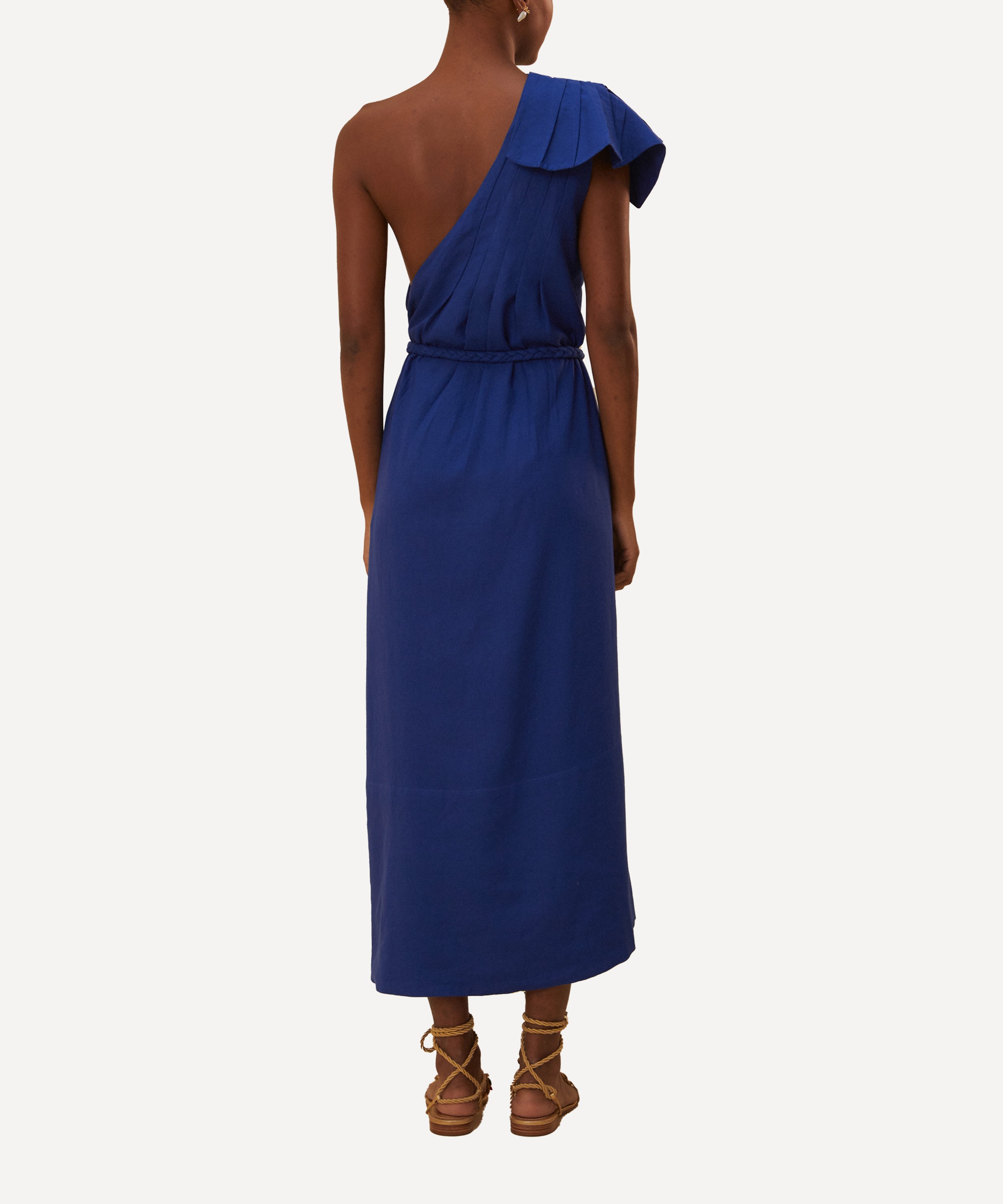 FARM Rio - Navy Blue One Shoulder Leaf Maxi Dress image number 2