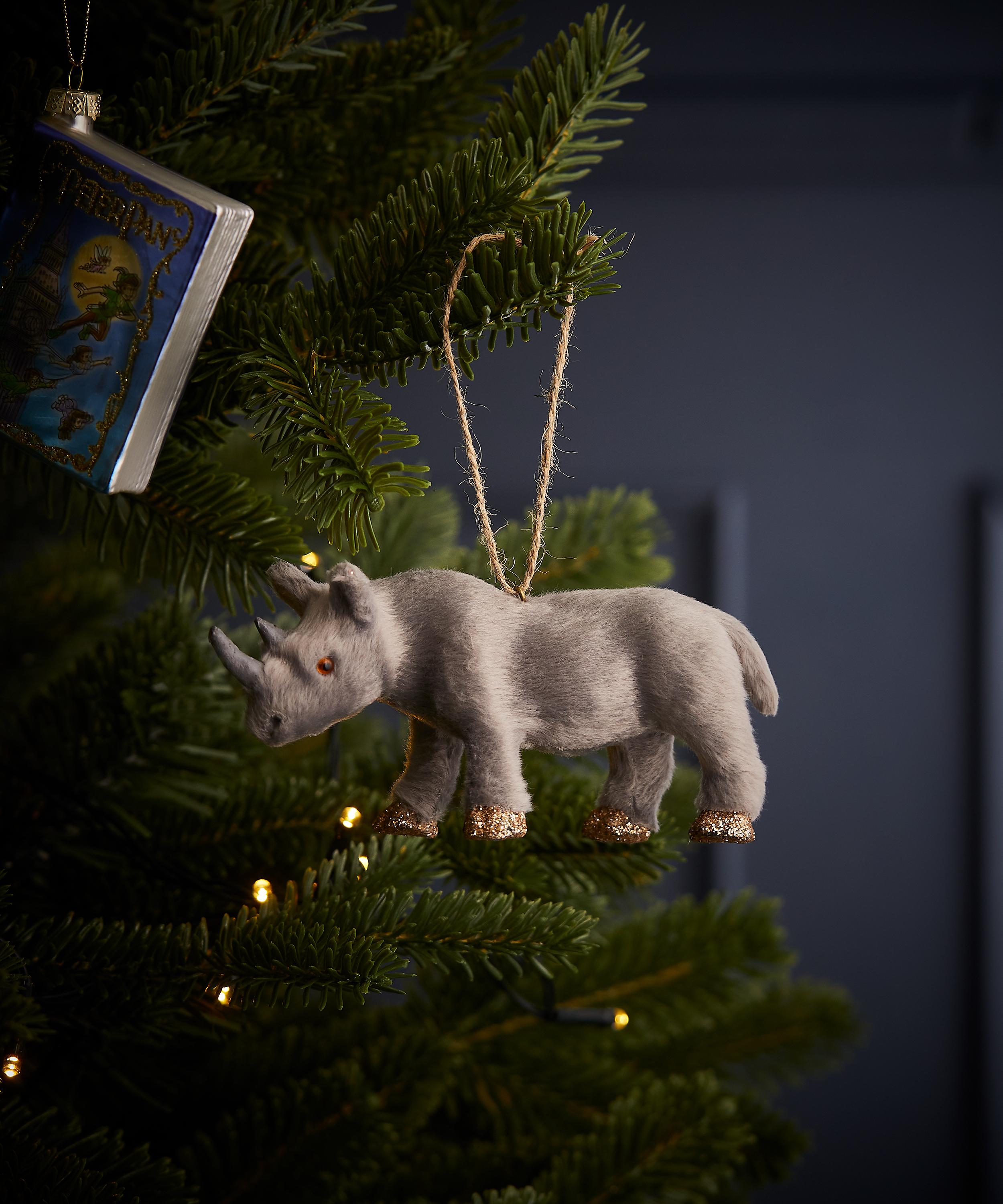 Christmas - Faux Fur Rhino Ornament image number 1