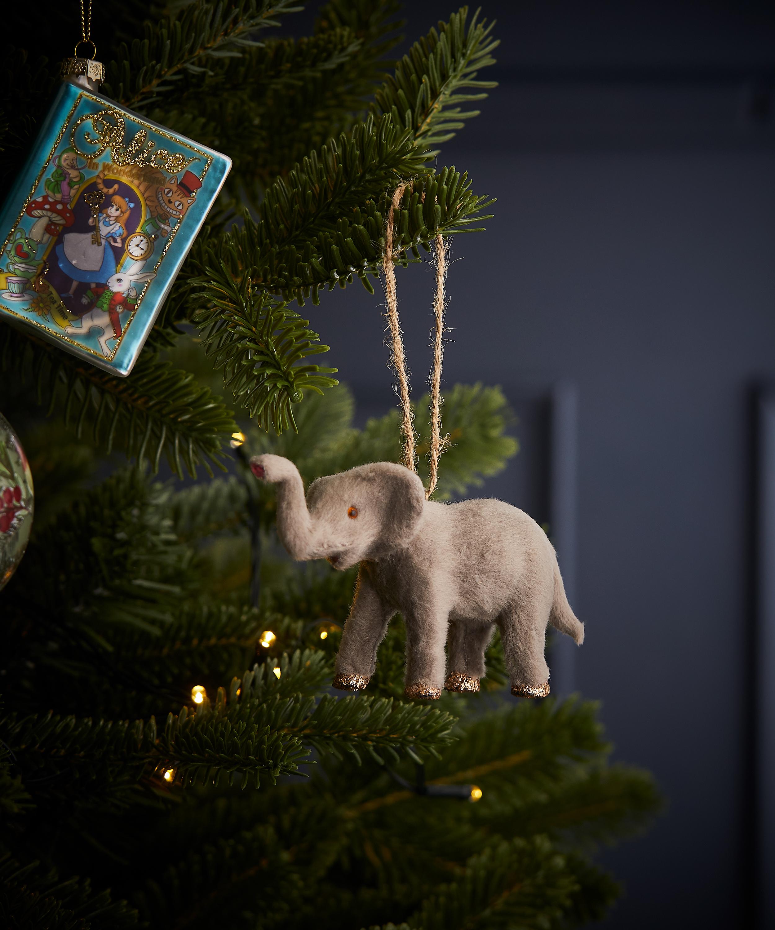 Christmas - Faux Fur Elephant Ornament image number 1