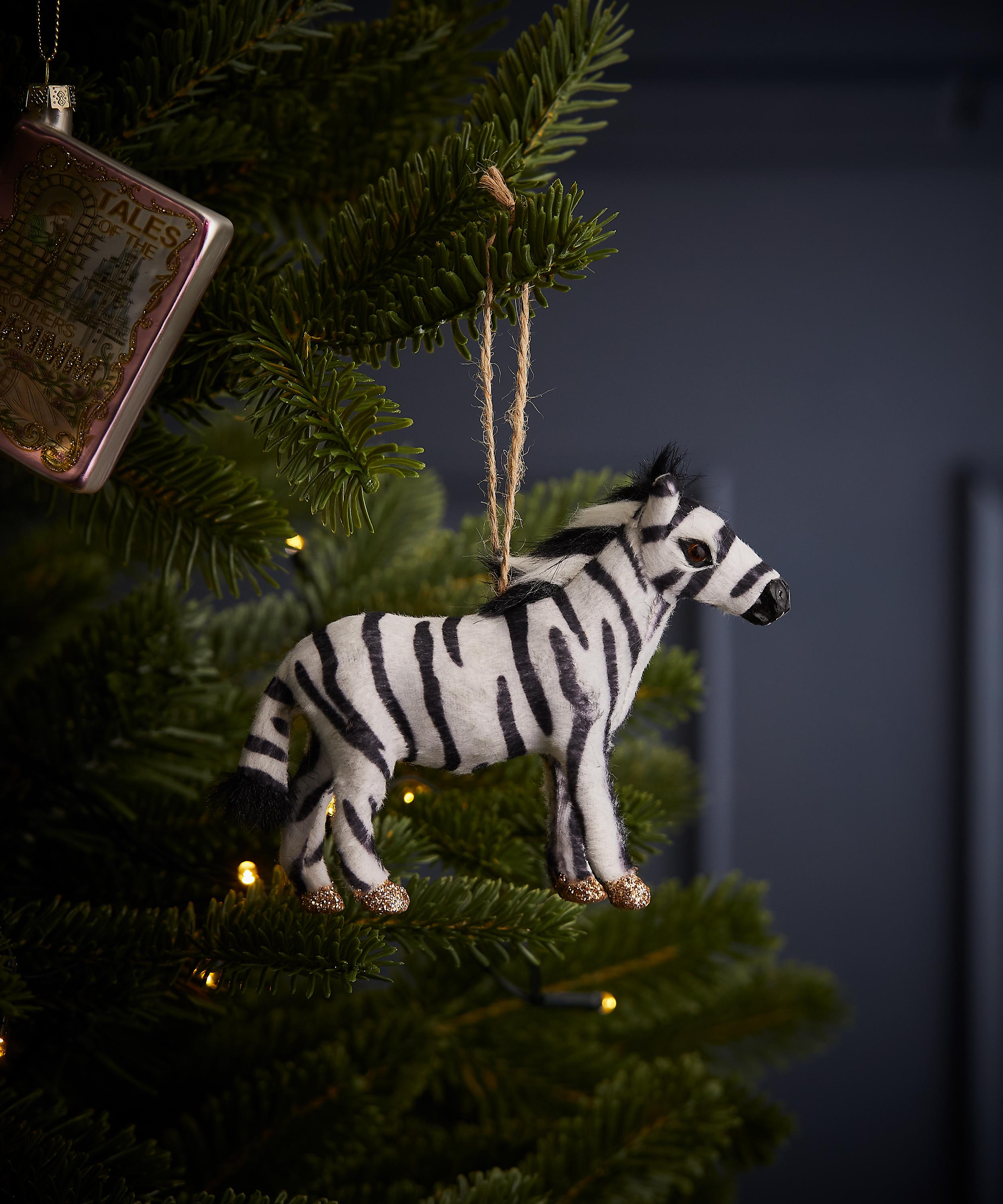 Christmas - Faux Fur Zebra Ornament image number 1