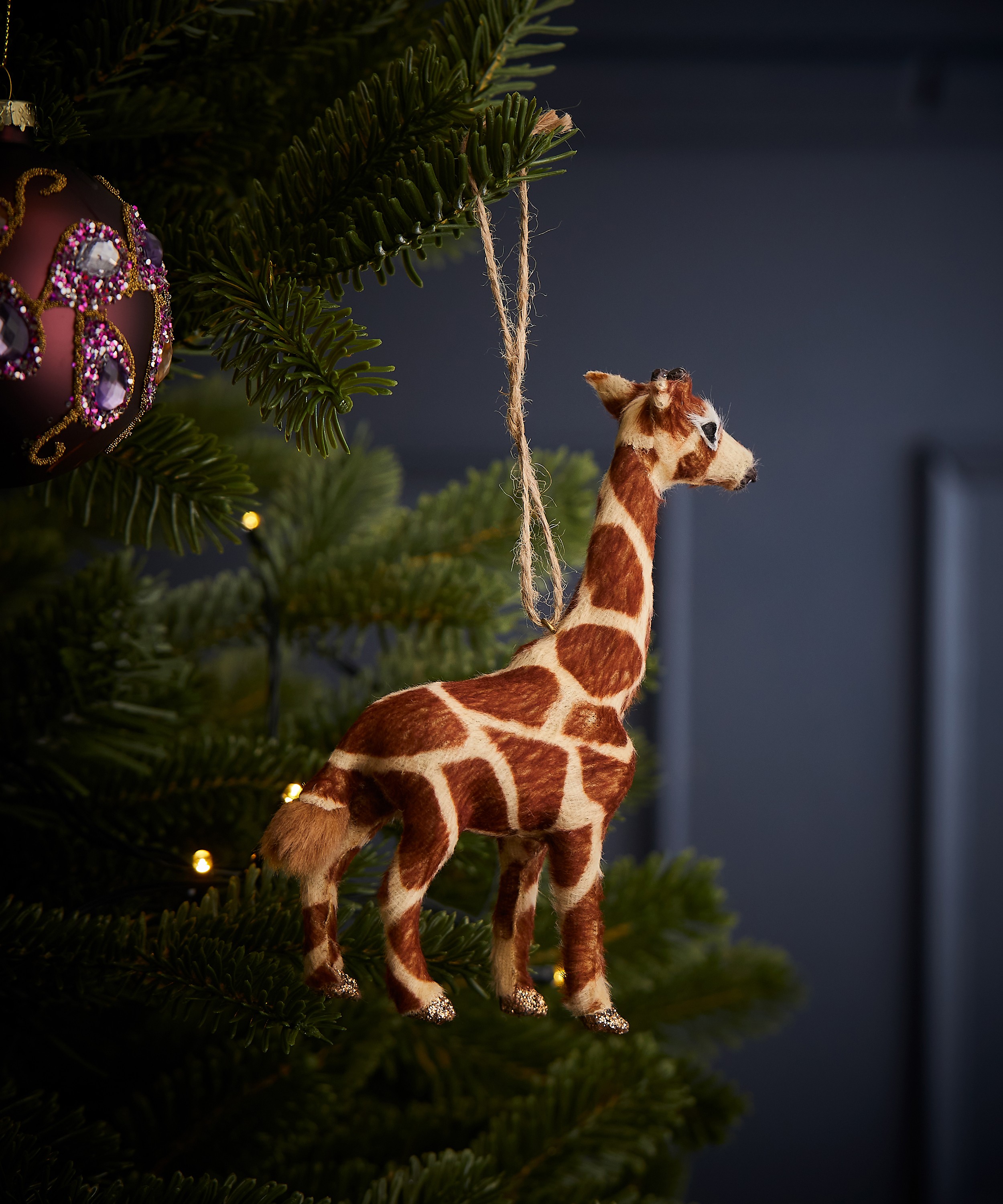 Christmas - Faux Fur Giraffe Ornament image number 1