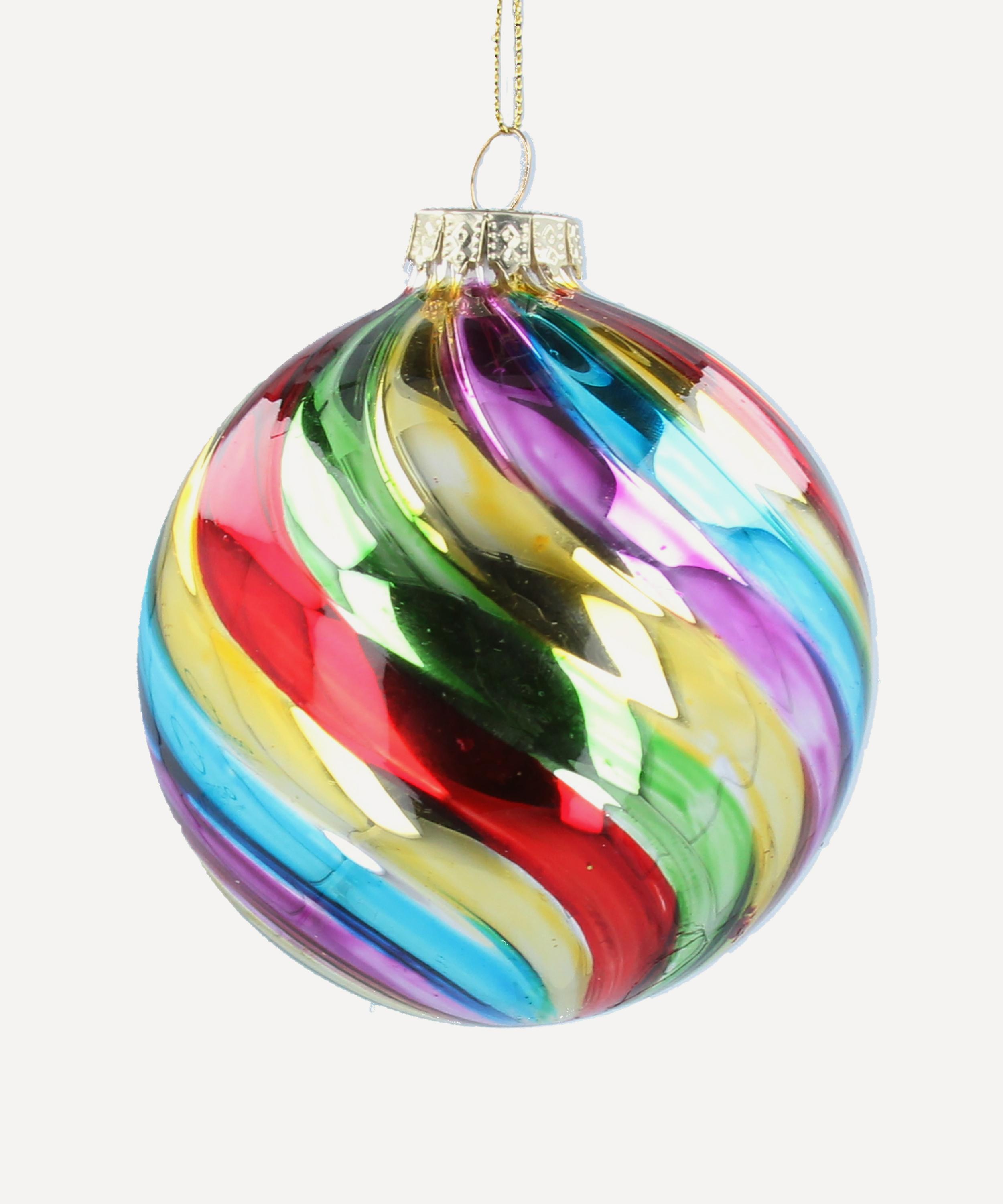 Christmas - Rainbow Glass Spiral Bauble image number 0