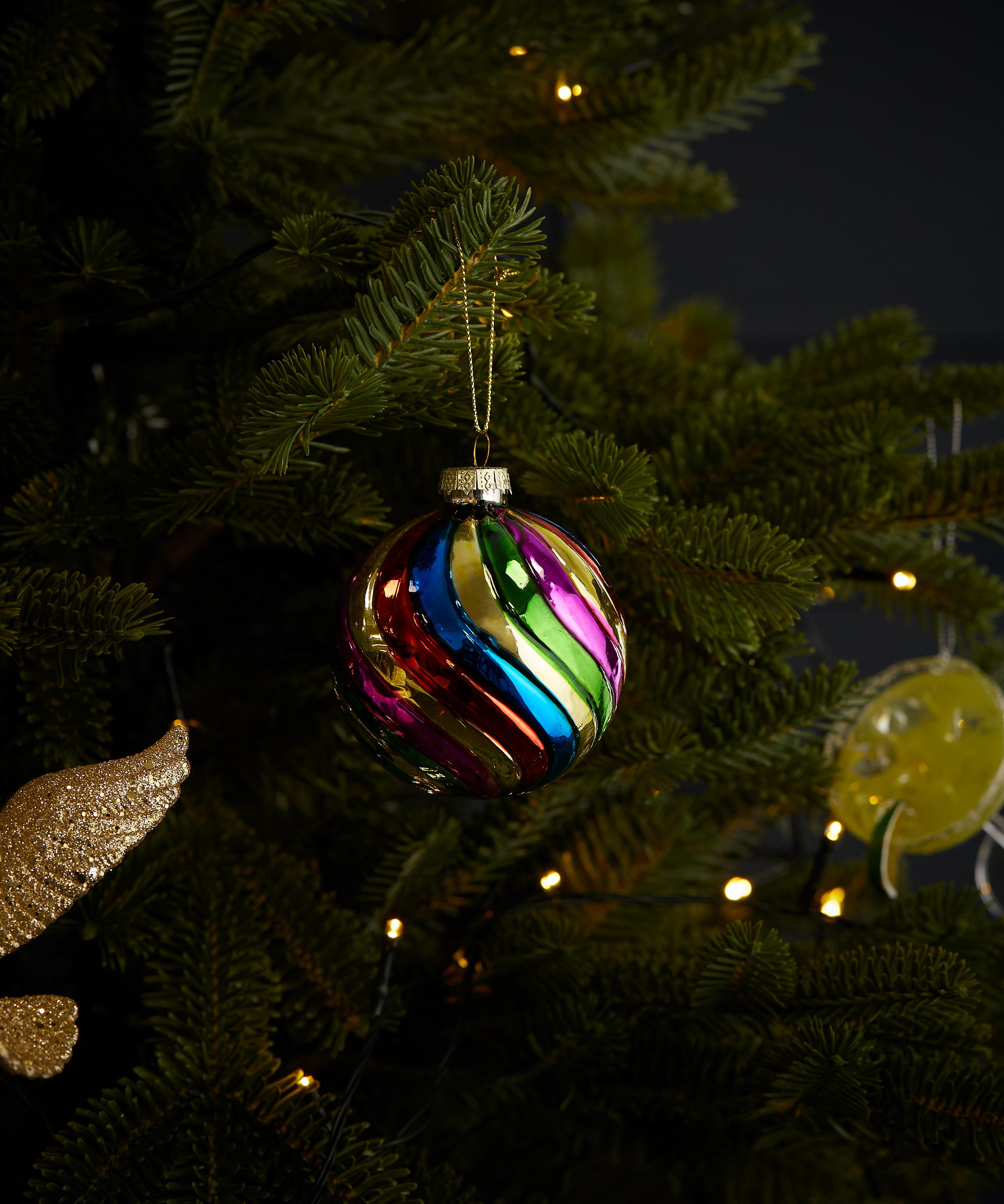 Christmas - Rainbow Glass Spiral Bauble image number 1