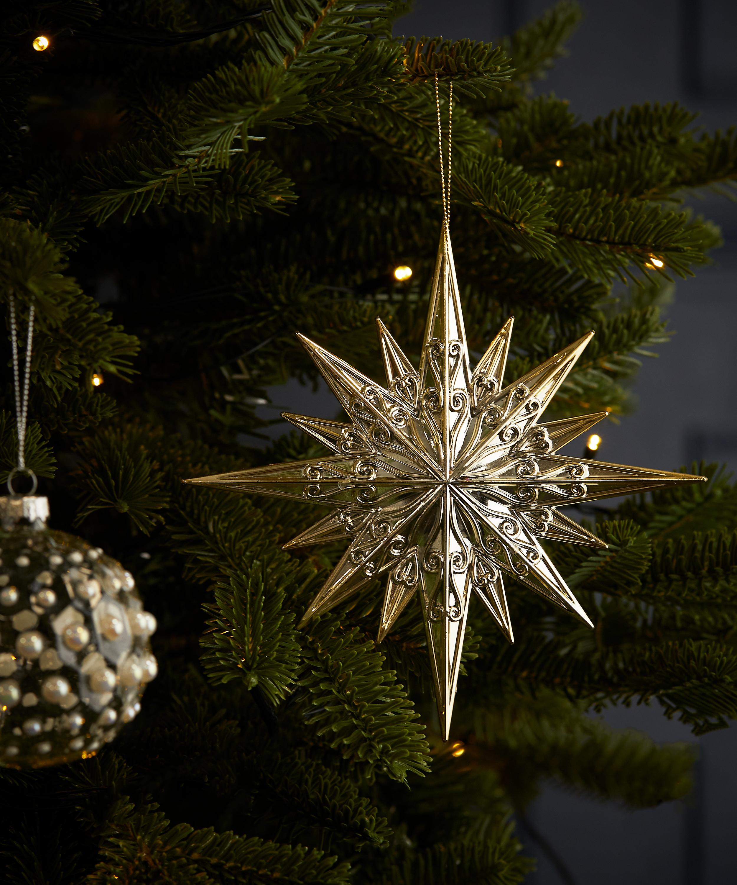 Christmas - Gold Sparkle Star Ornament image number 1