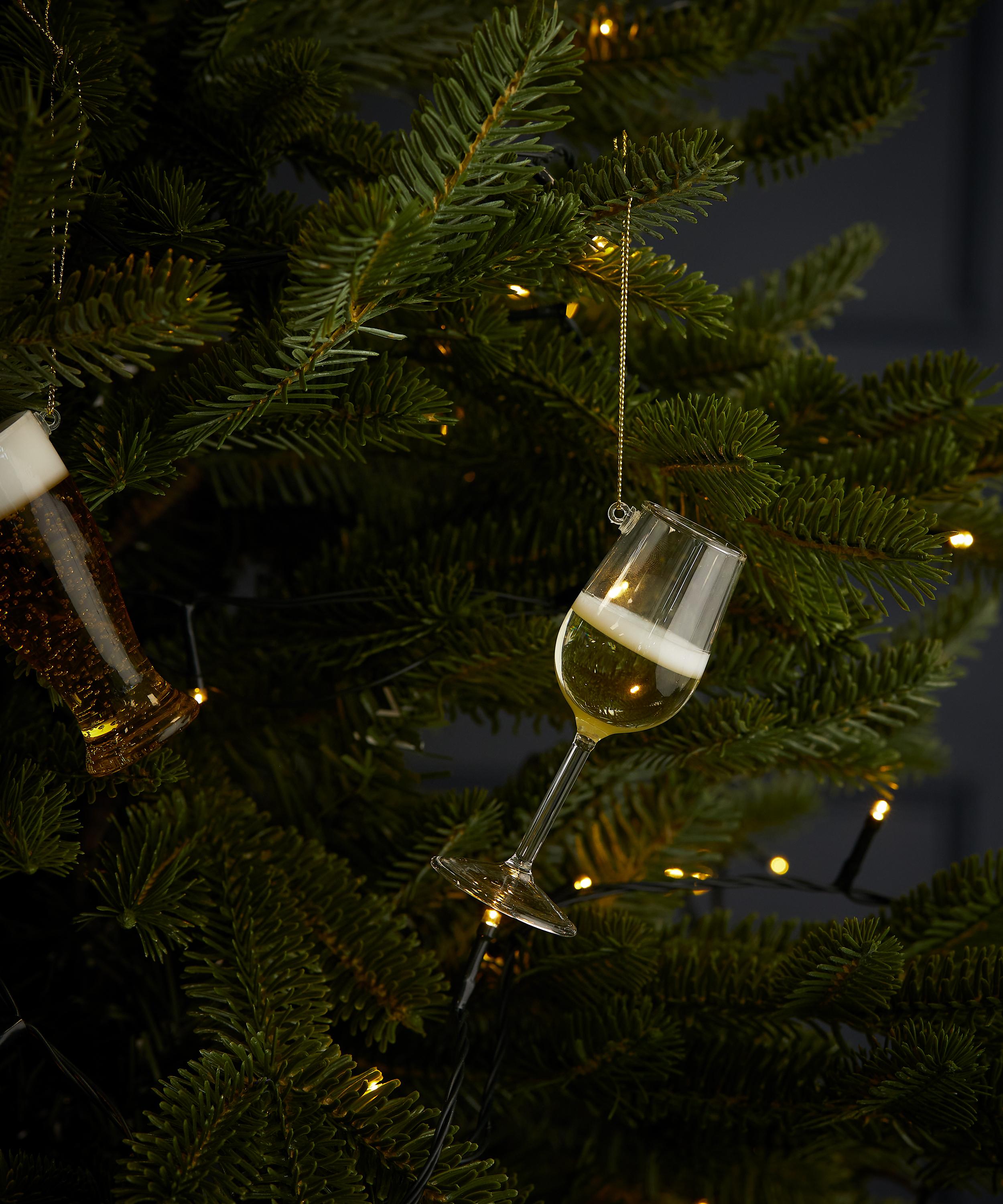 Christmas - White Wine Glass Ornament image number 1