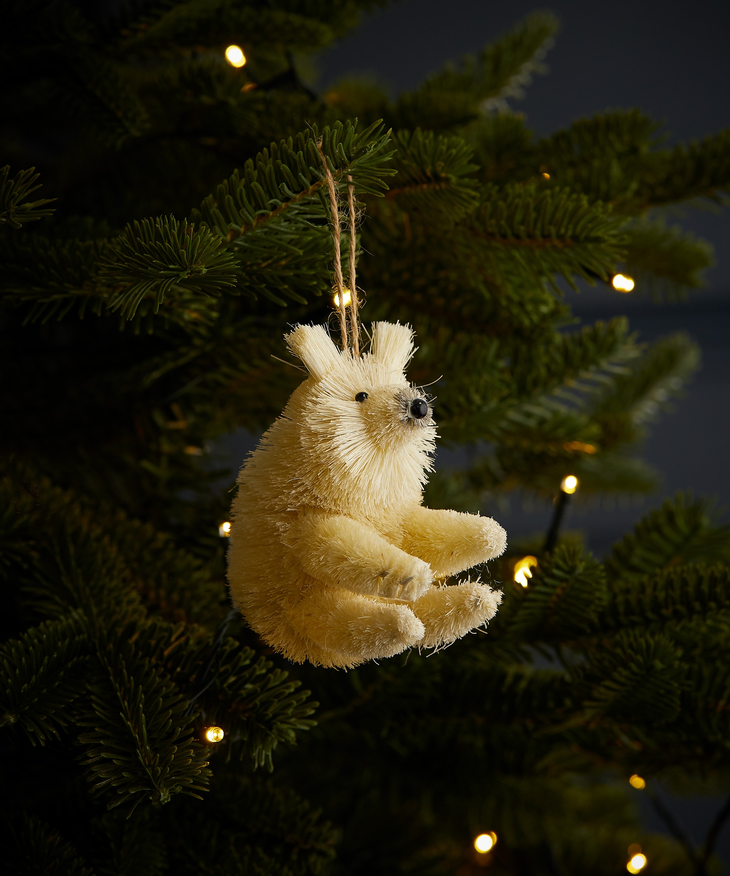 Christmas - Bristle White Bear Ornament image number 1