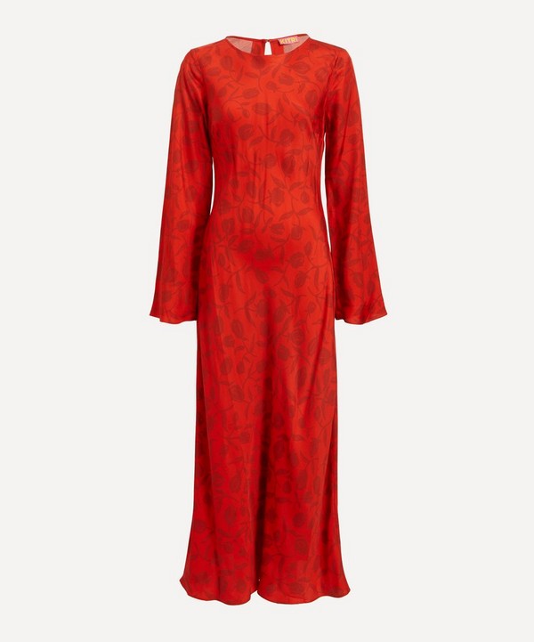 KITRI - Keira Red Tulip Print Maxi-Dress