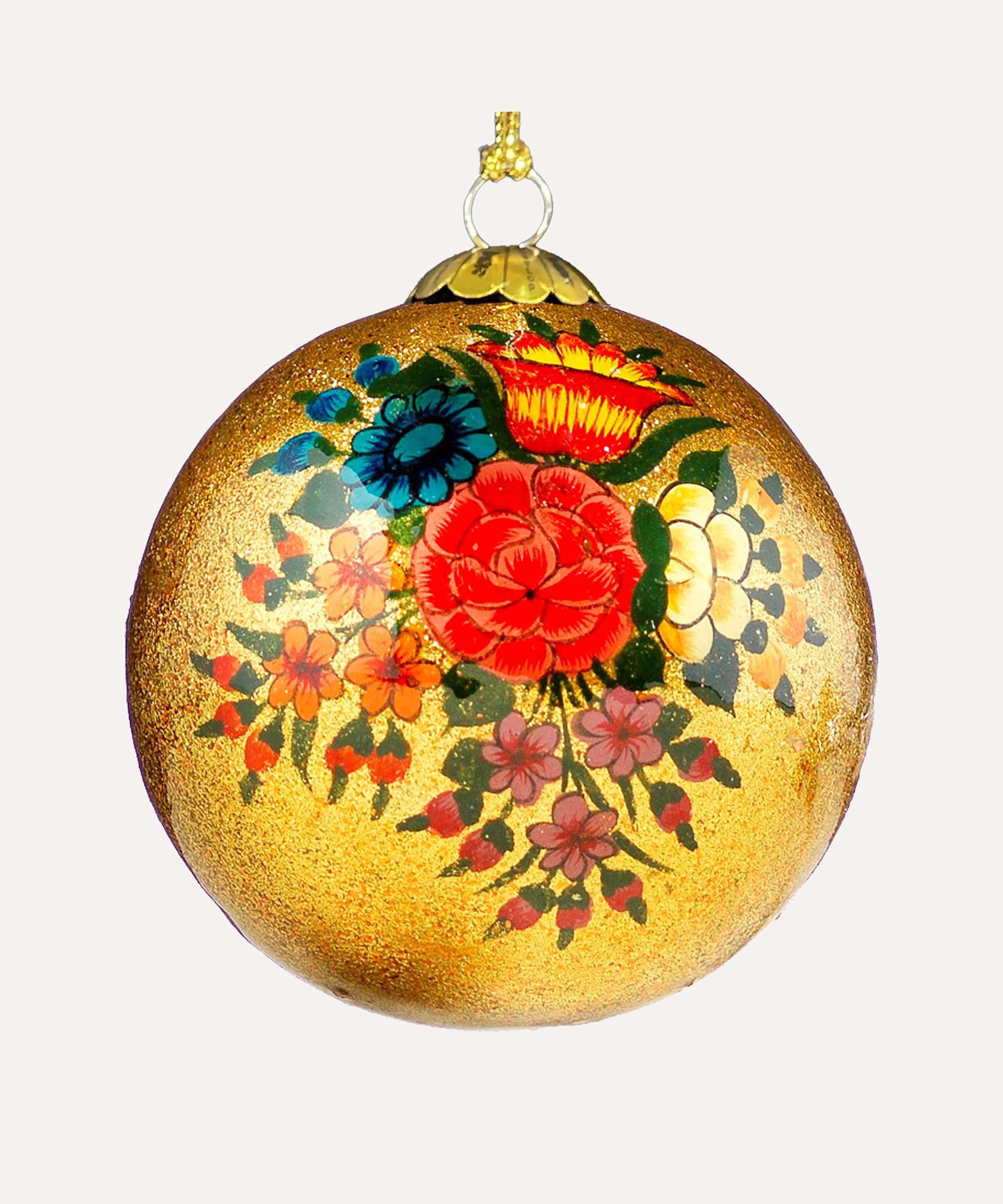 Christmas - Gold Blooms Papier-Mâché Bauble image number 0