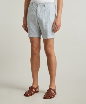 120% Lino - Striped Linen Bermuda Shorts image number 2