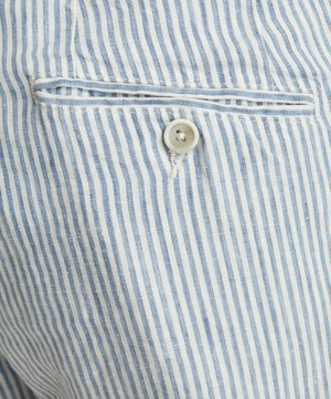 120% Lino - Striped Linen Bermuda Shorts image number 4