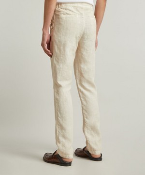 120% Lino - Linen Drawstring Trousers image number 3