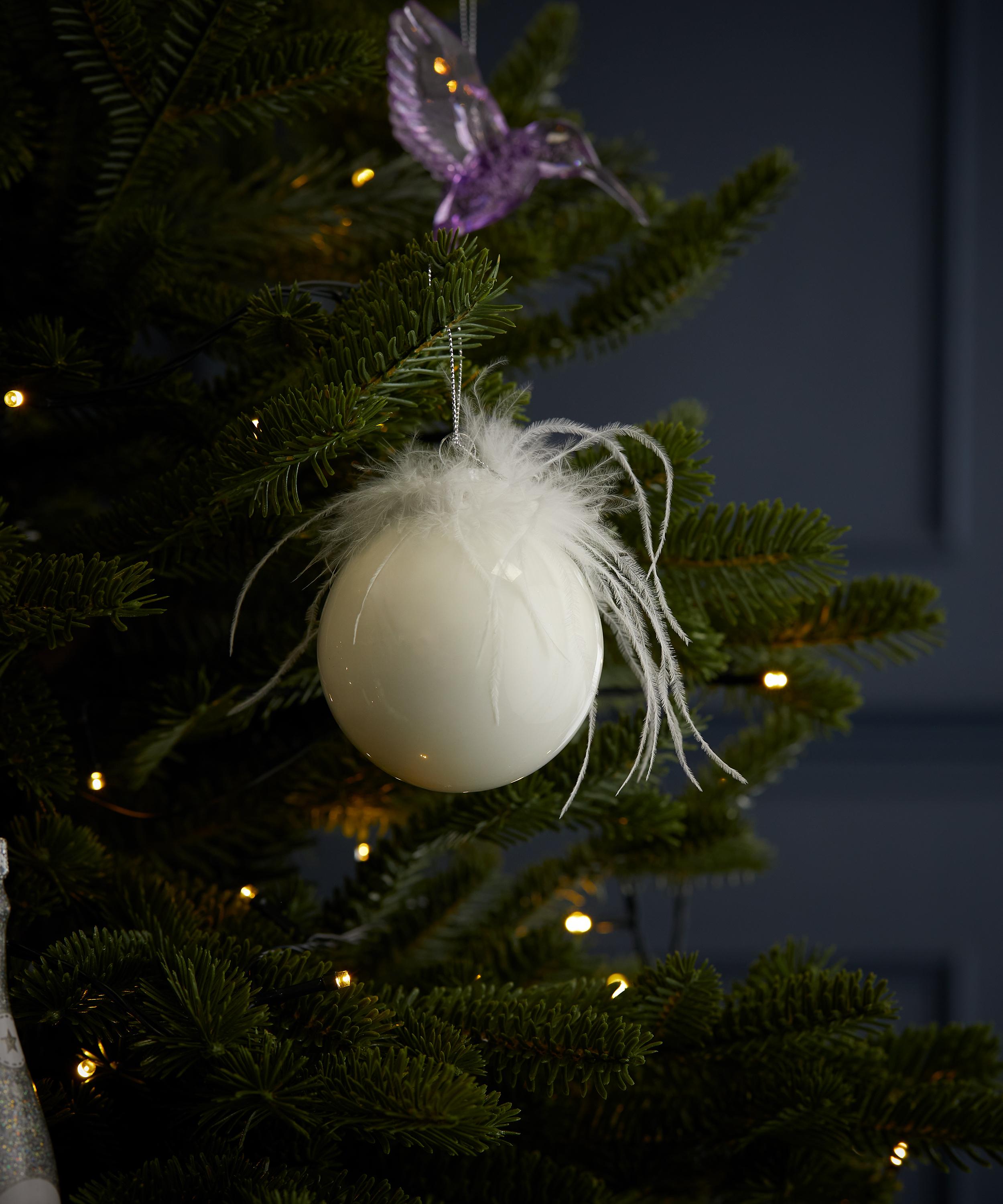 Christmas - Frosted Feather Christmas Bauble image number 1