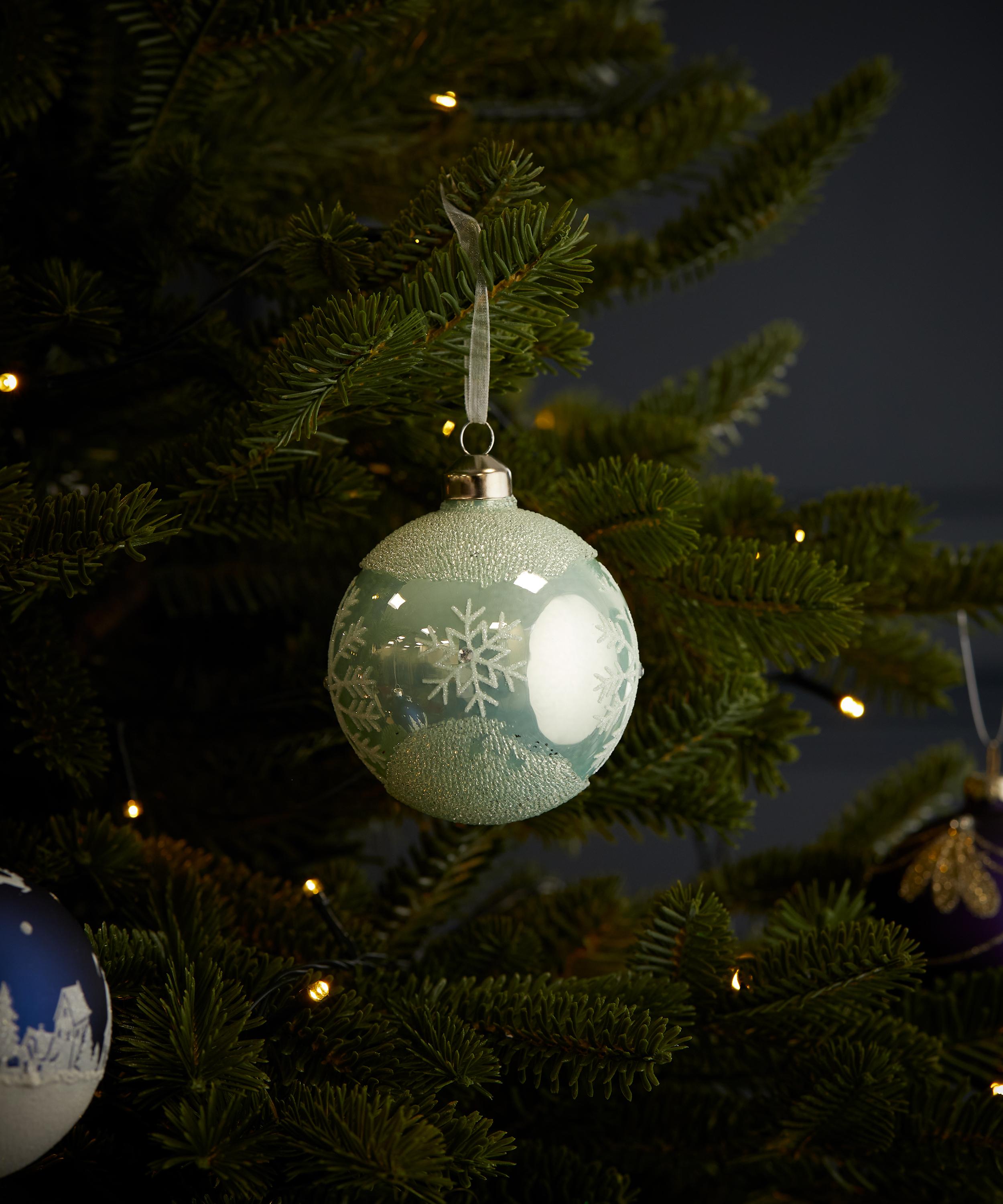 Christmas - White Snowflake Glass Bauble image number 1