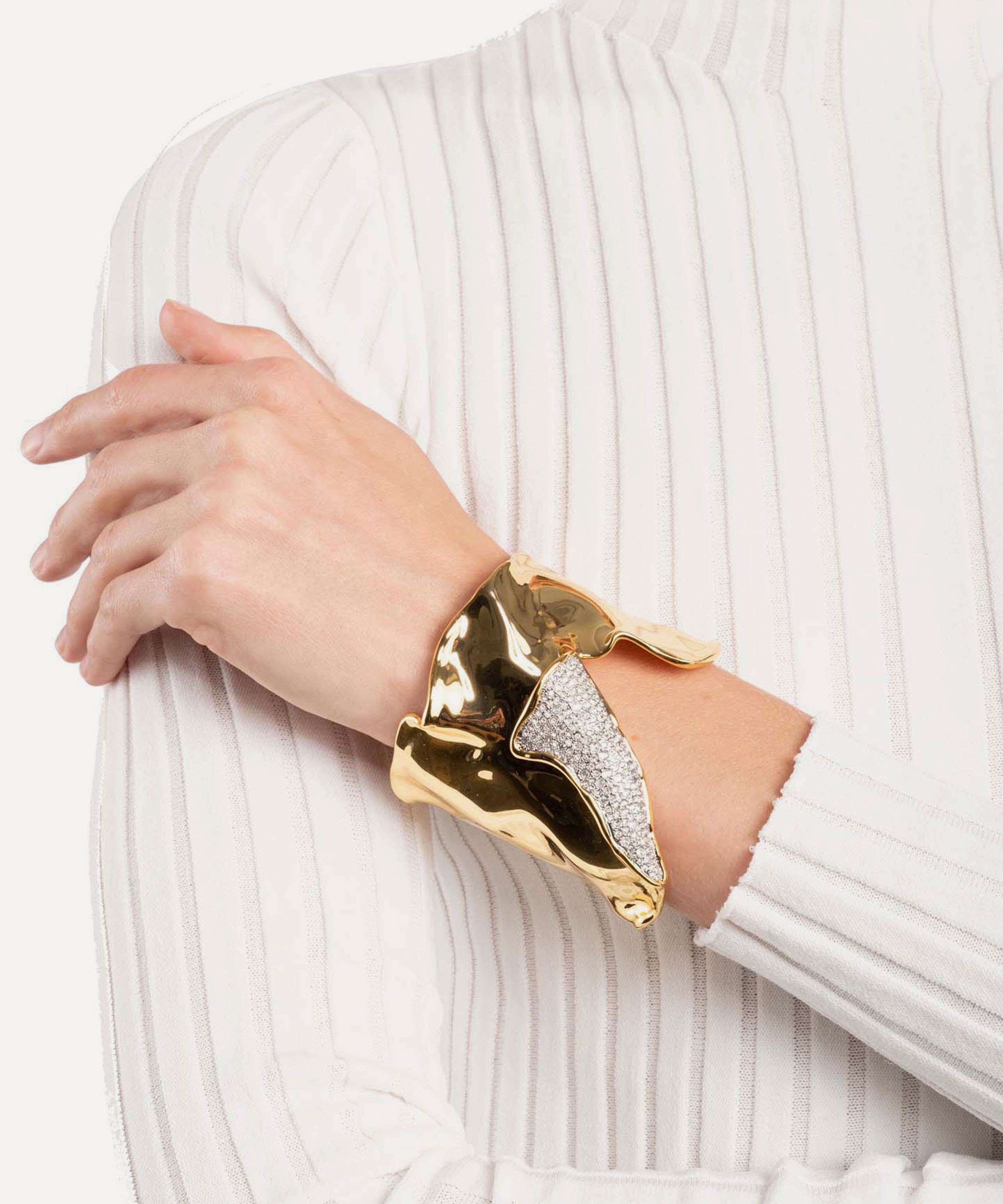 Alexis Bittar - 14ct Gold-Plated Solanales Crystal Folded Cuff Bracelet image number 1