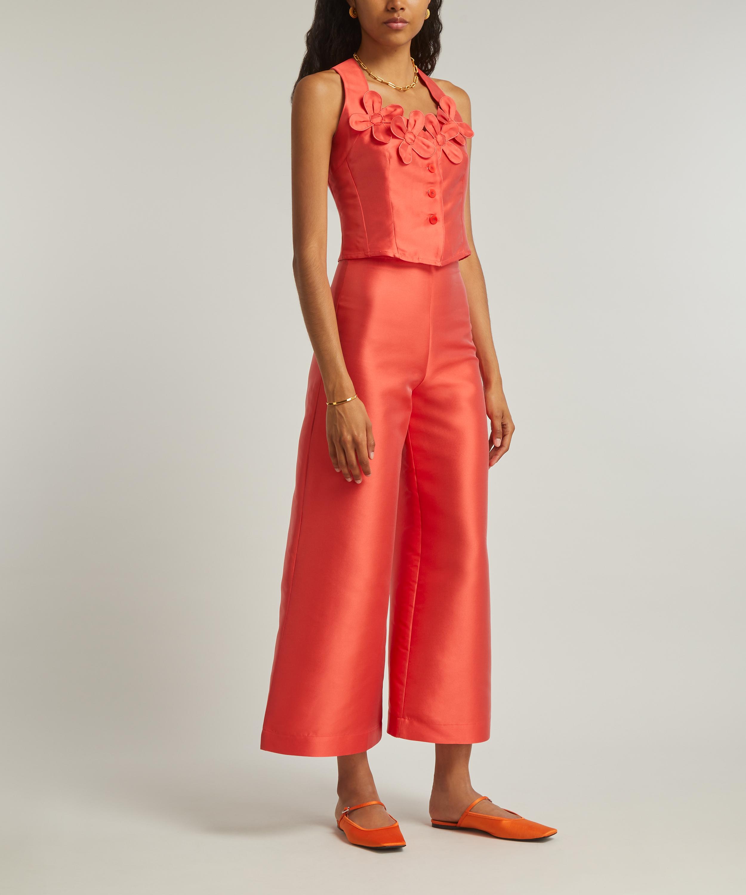 Maria de la Orden - Orange Paradis Silk-Blend Wide Leg Trousers image number 1