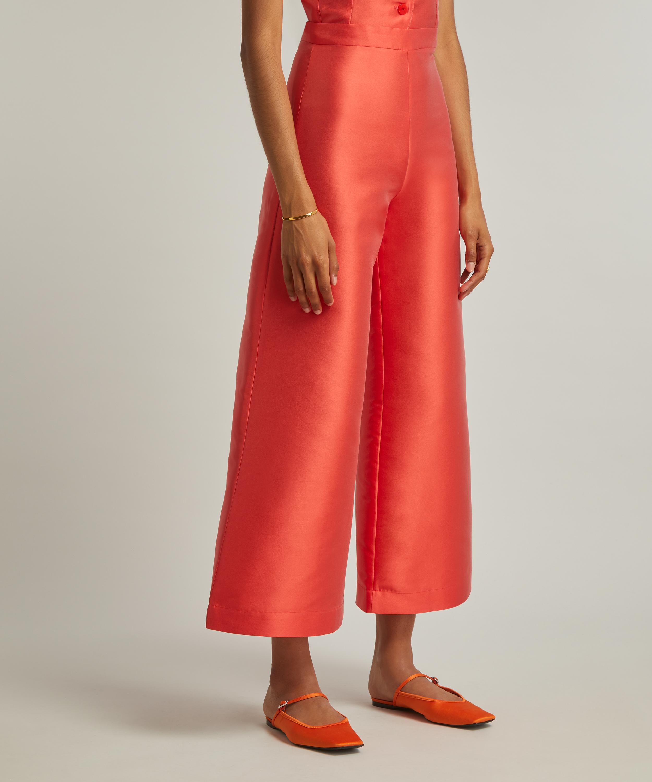 Maria de la Orden - Orange Paradis Silk-Blend Wide Leg Trousers image number 2