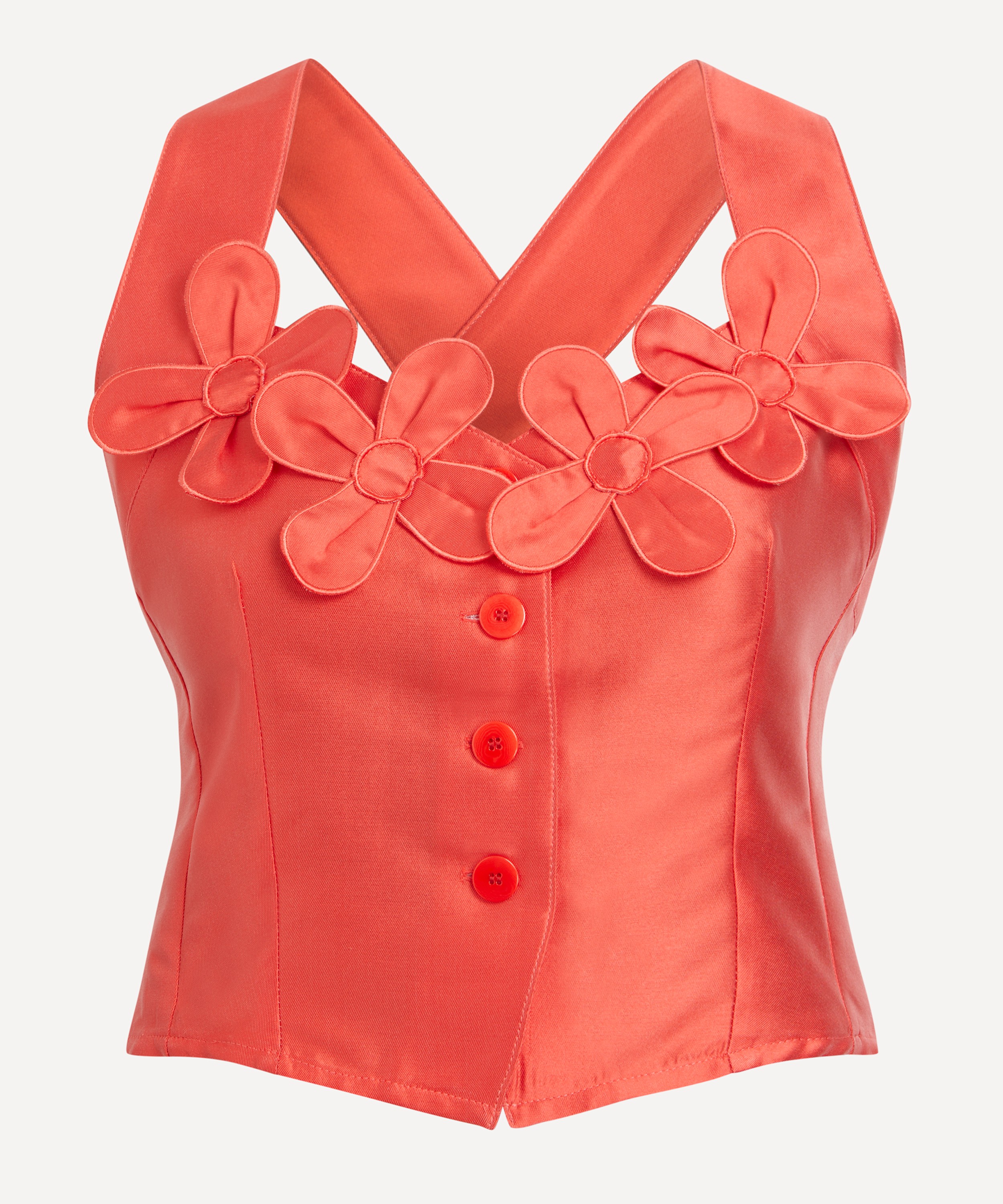 Maria de la Orden - Orange Billie Silk-Blend Bustier Top