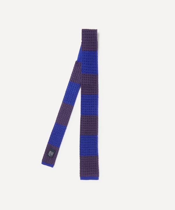 Drakes - Block Stripe Knitted Silk Tie image number null