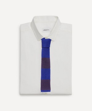 Drakes - Block Stripe Knitted Silk Tie image number 1