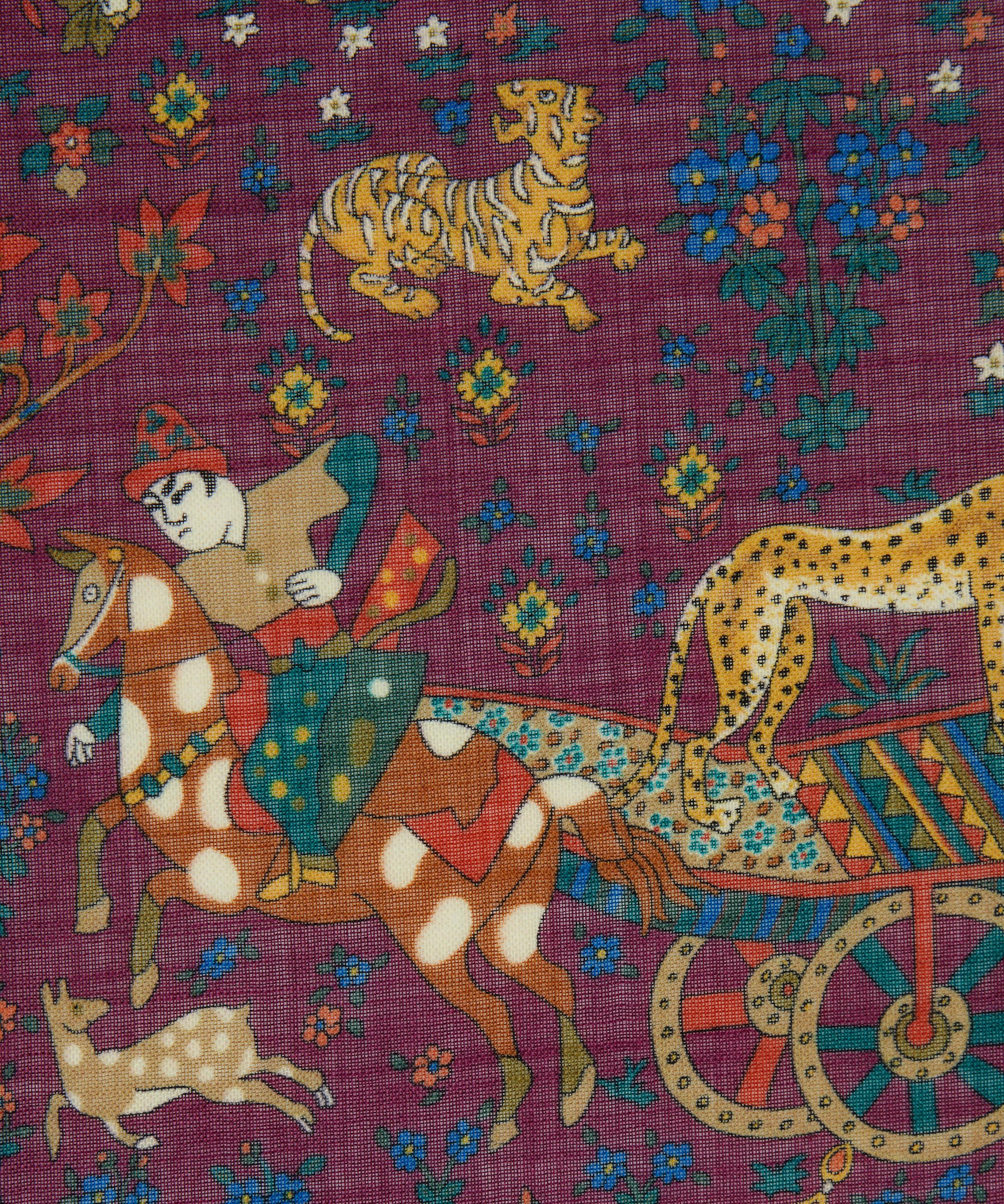 Drakes - Mughal Print Wool-Silk Scarf image number 2