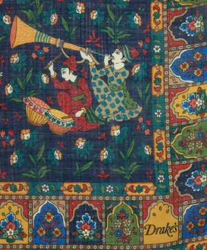 Drakes - Mughal Print Wool-Silk Scarf image number 2