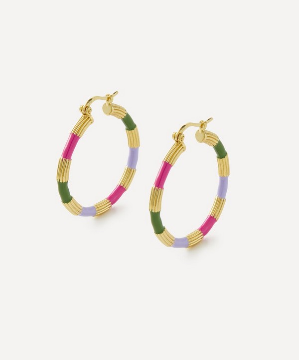 Anna + Nina - Gold-Plated Flower Child Hoop Earrings image number null