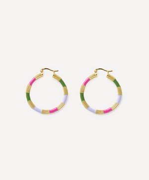 Anna + Nina - Gold-Plated Flower Child Hoop Earrings image number 1