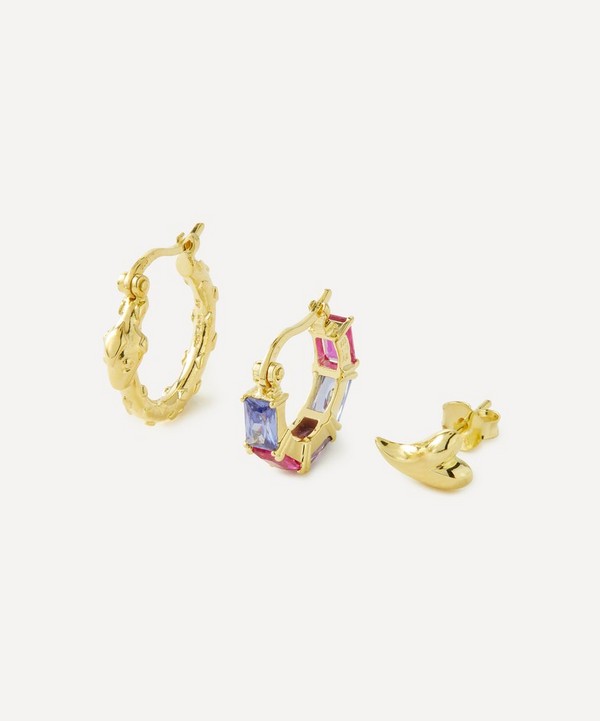 Anna + Nina - 14ct Gold-Plated Serpentine Fire Earrings Set image number null