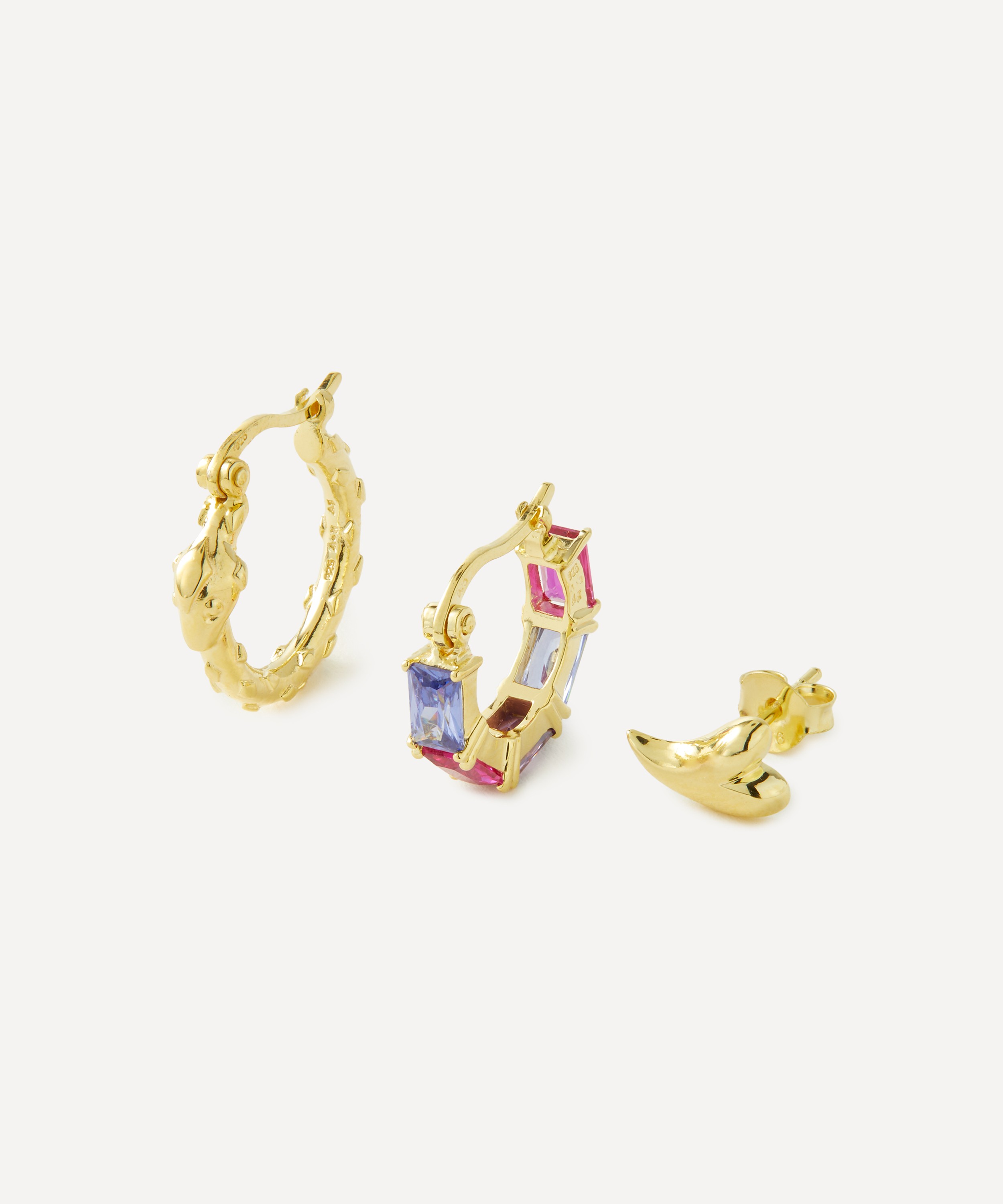 Anna + Nina - 14ct Gold-Plated Serpentine Fire Earrings Set
