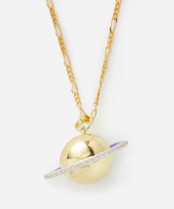 Anna + Nina - 14ct Gold-Plated Saturn Pendant Necklace image number null